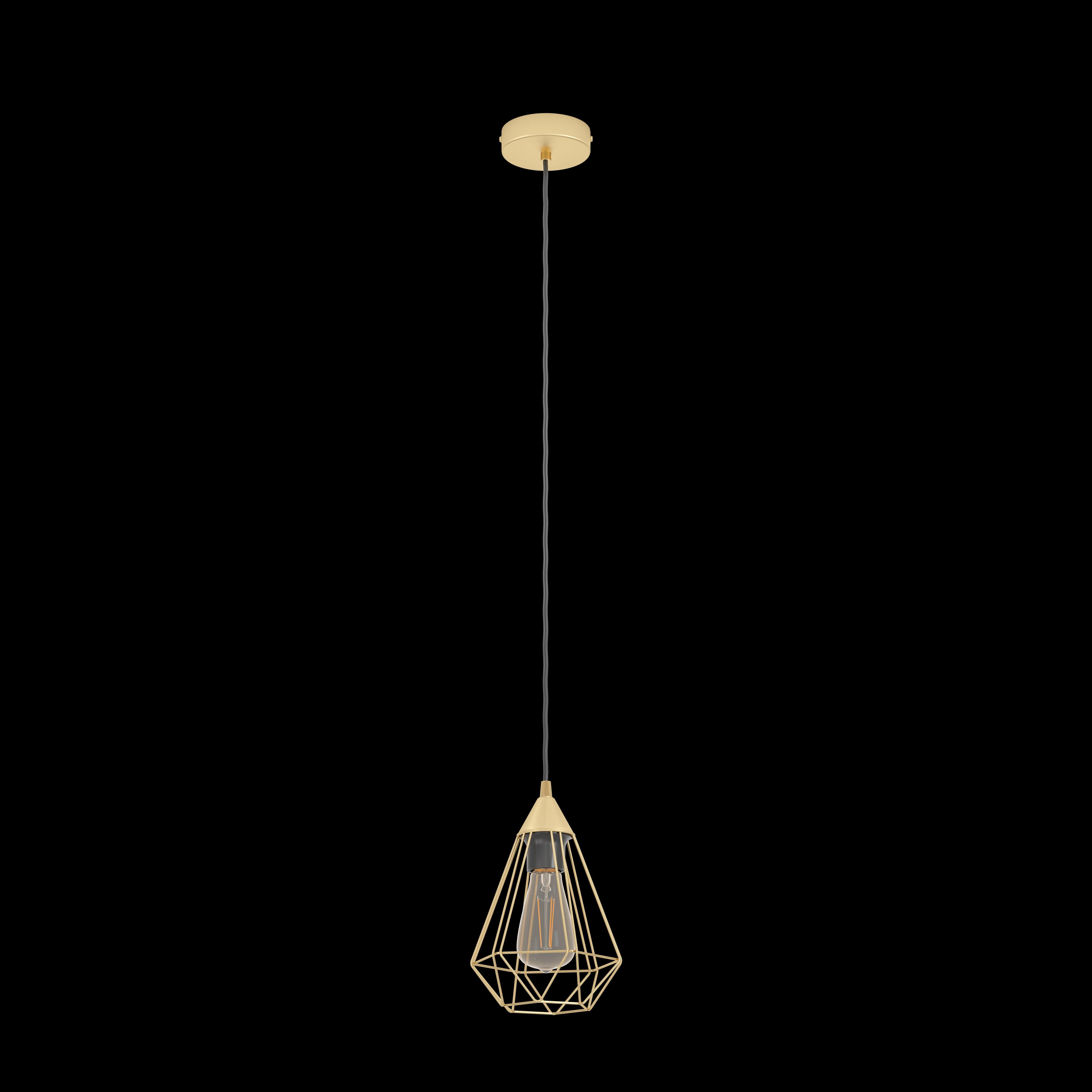 eglo tarbes brass wire geometric shaped ceiling pendant living room close up