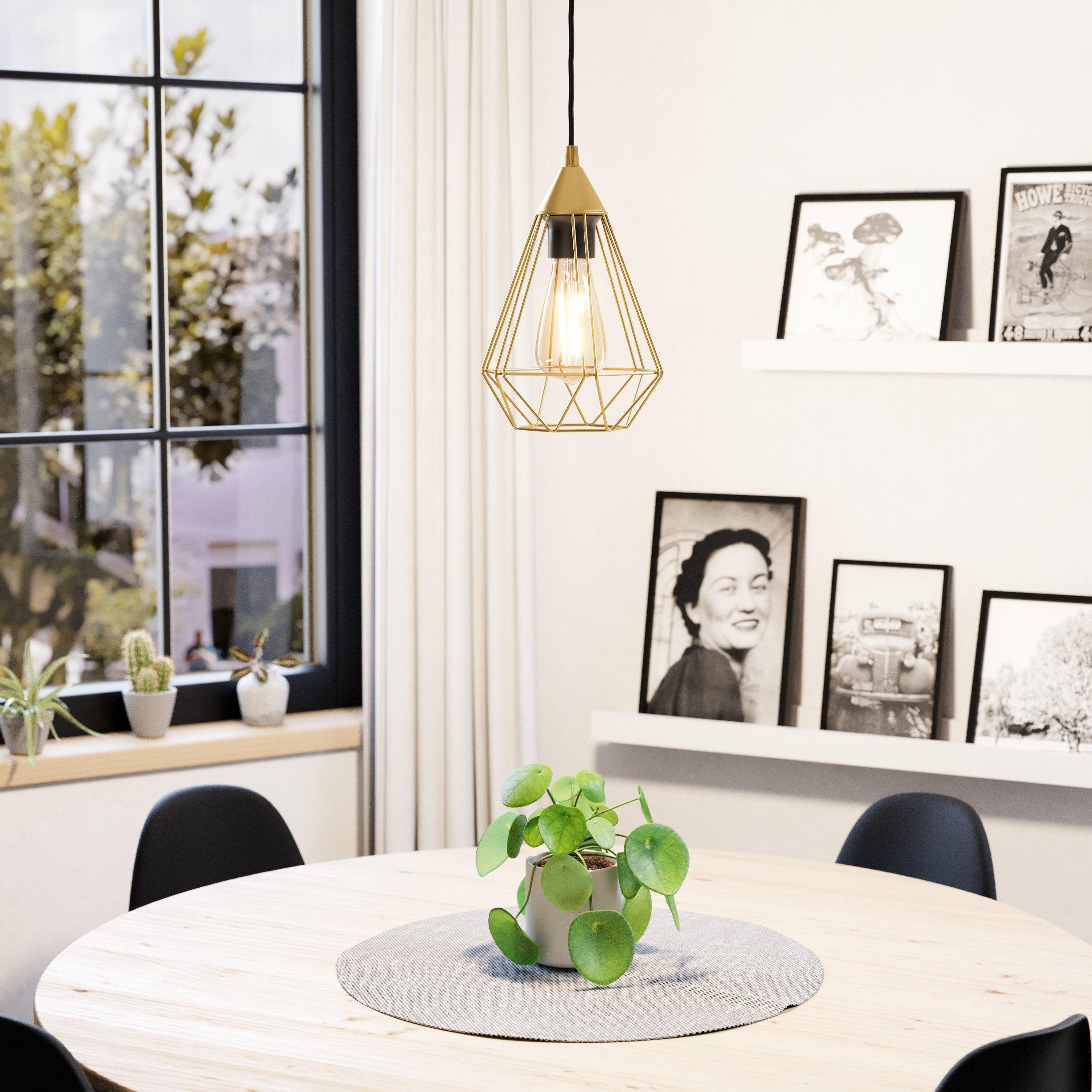 eglo tarbes brass wire geometric shaped ceiling pendant