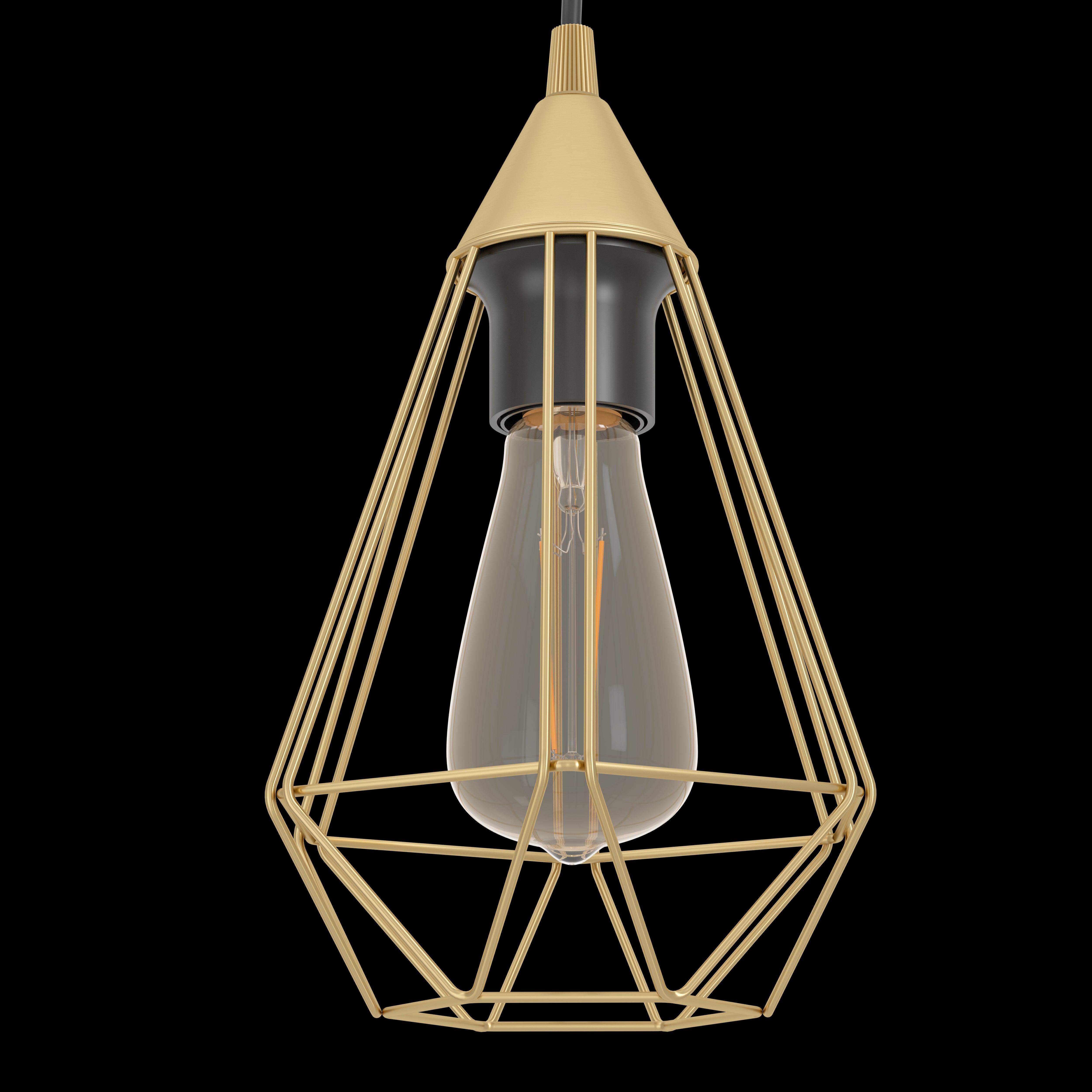 eglo tarbes 3 light brass wire geometric shaped ceiling pendant Kitchen Lighting Close Up