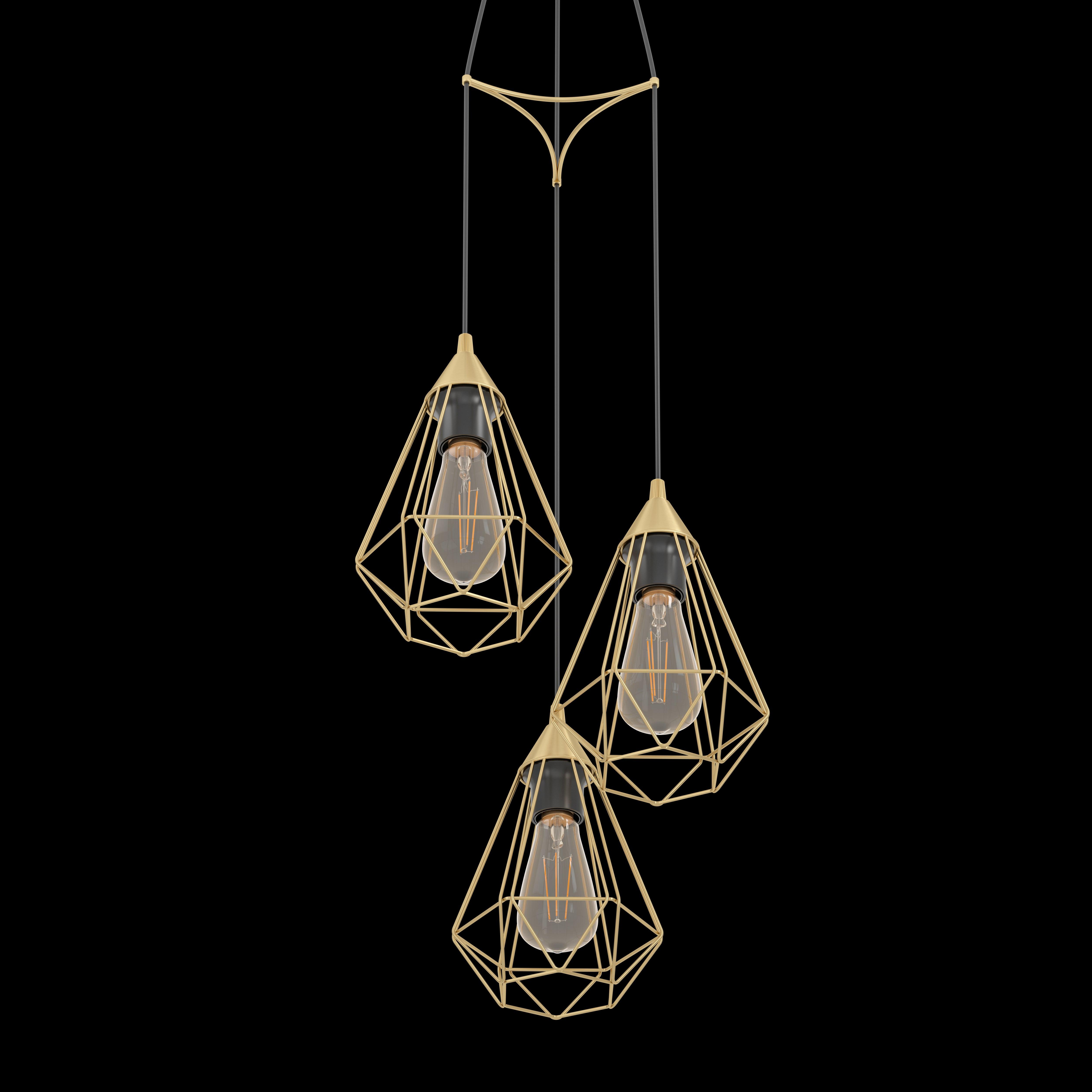 eglo tarbes 3 light brass wire geometric ceiling pendant kitchen lighting 