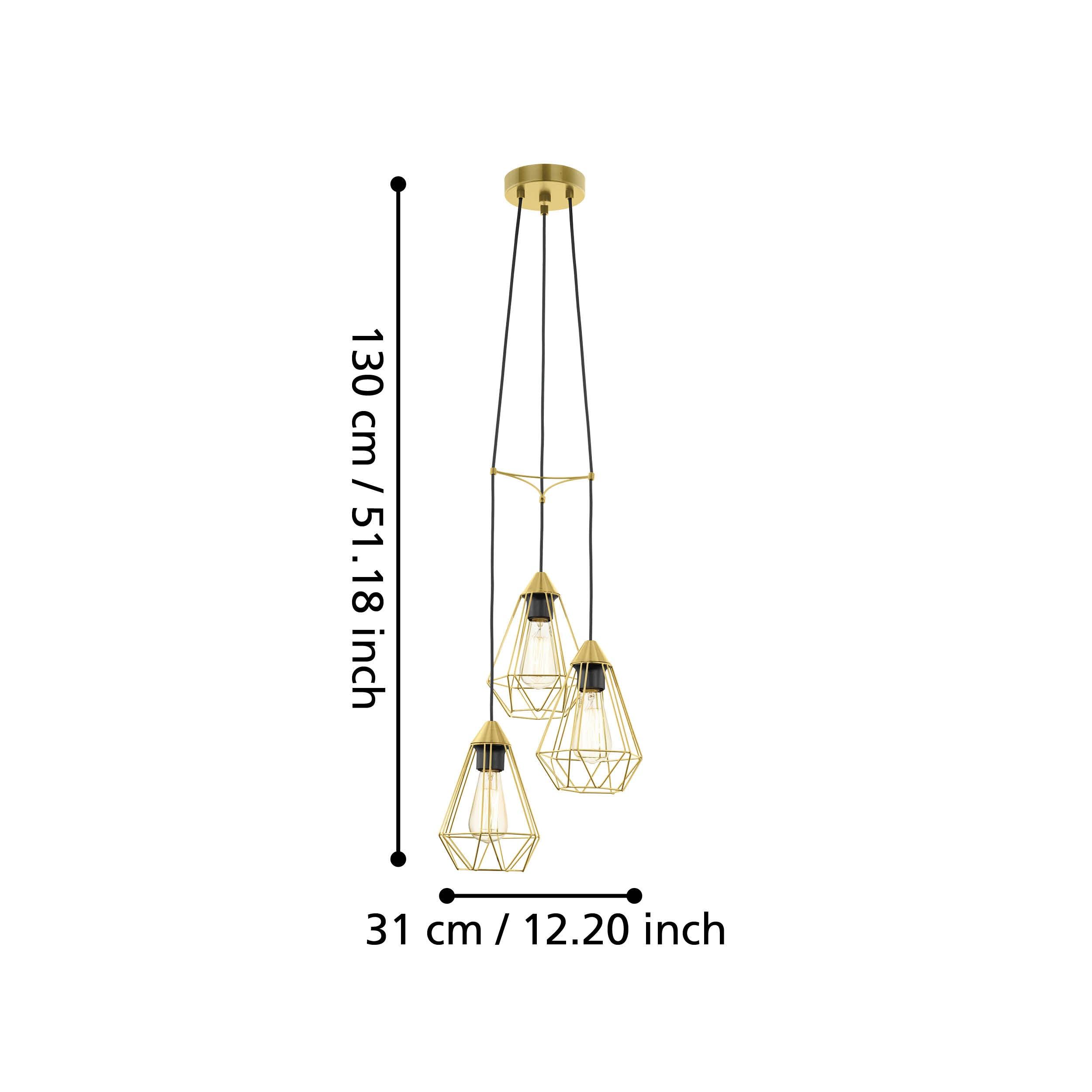eglo tarbes 3 light brass wire geometric ceiling pendant Kitchen Lighting Close Up