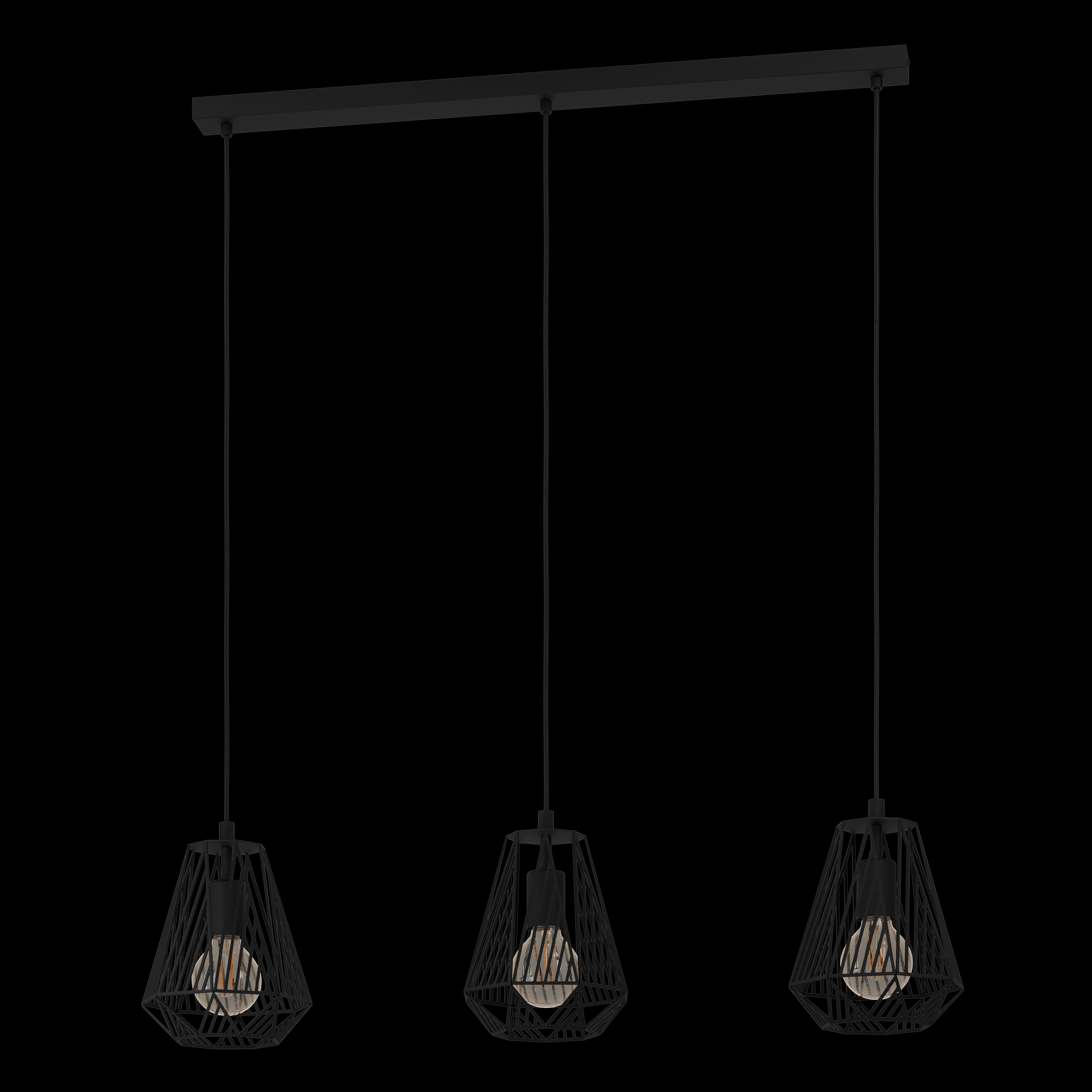 eglo stype 3 light black diamond shaped ceiling pendant living room image
