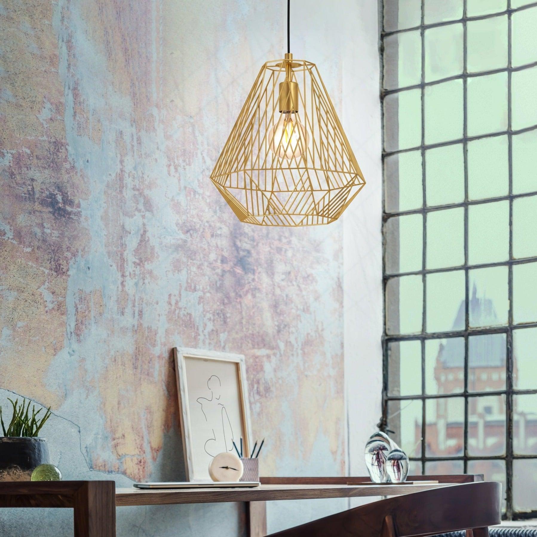 eglo stype gold diamond shaped ceiling pendant