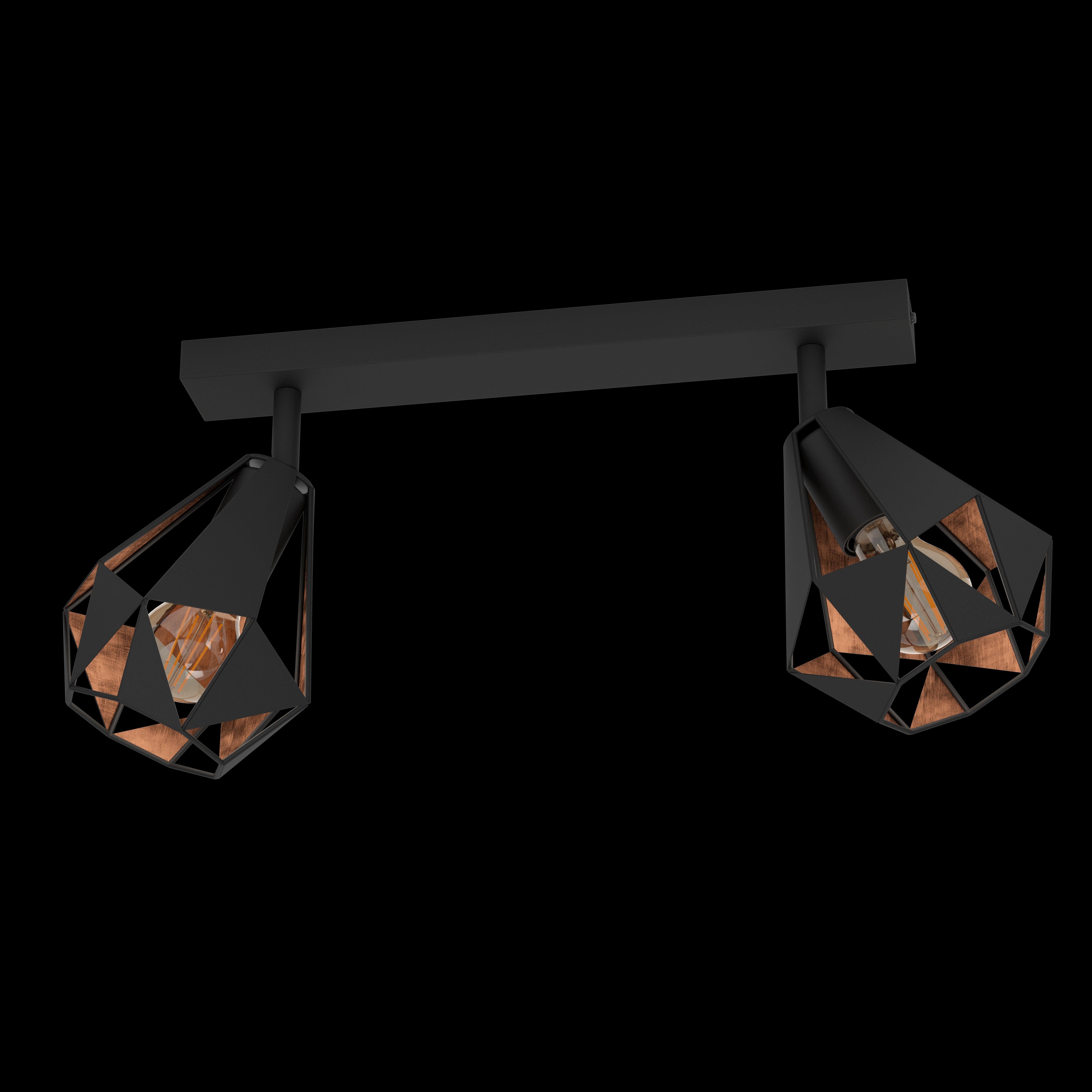 eglo carlton 7 black copper geometric 2 light bar spotlight living room image
