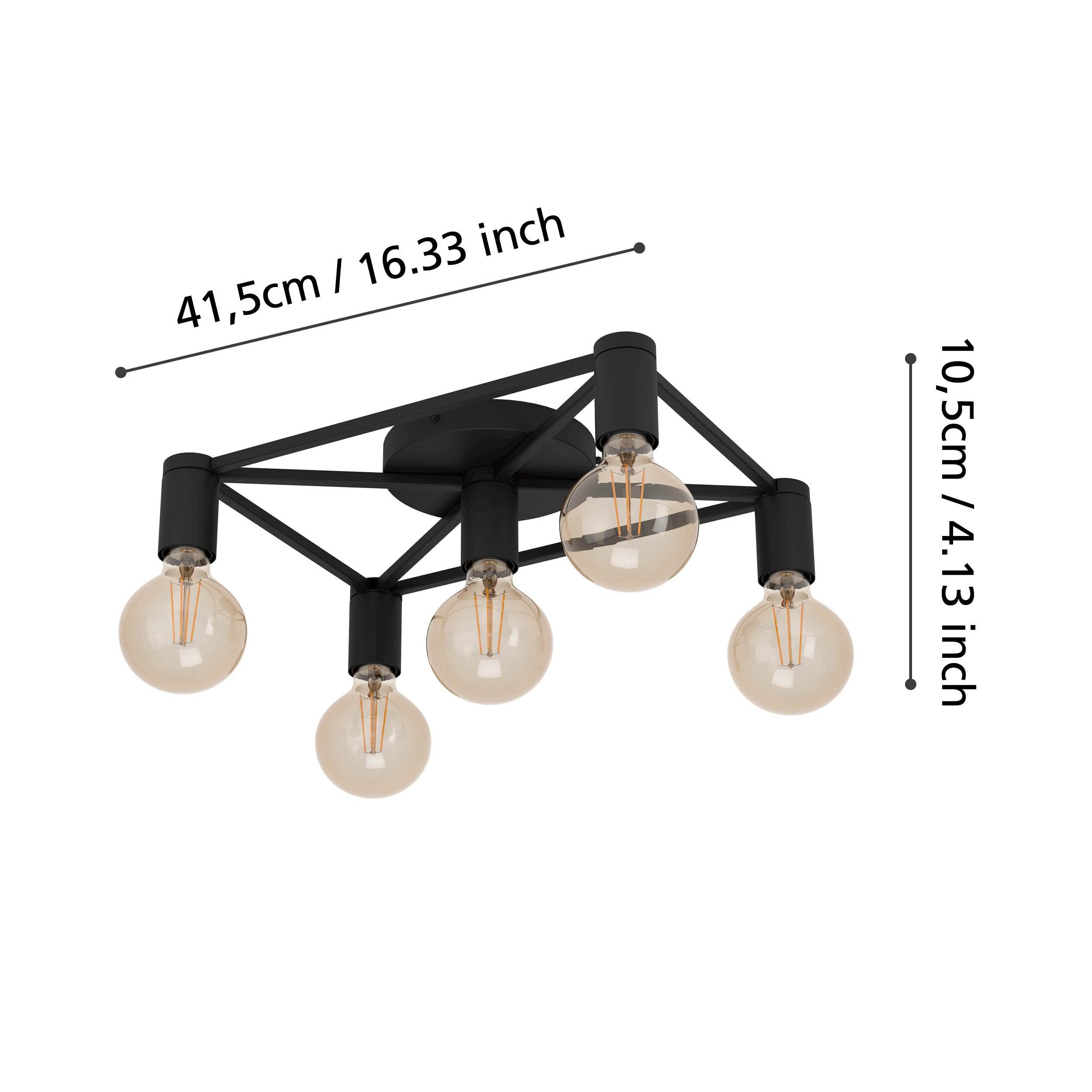 eglo speke flush black 5 light ceiling light living room close up