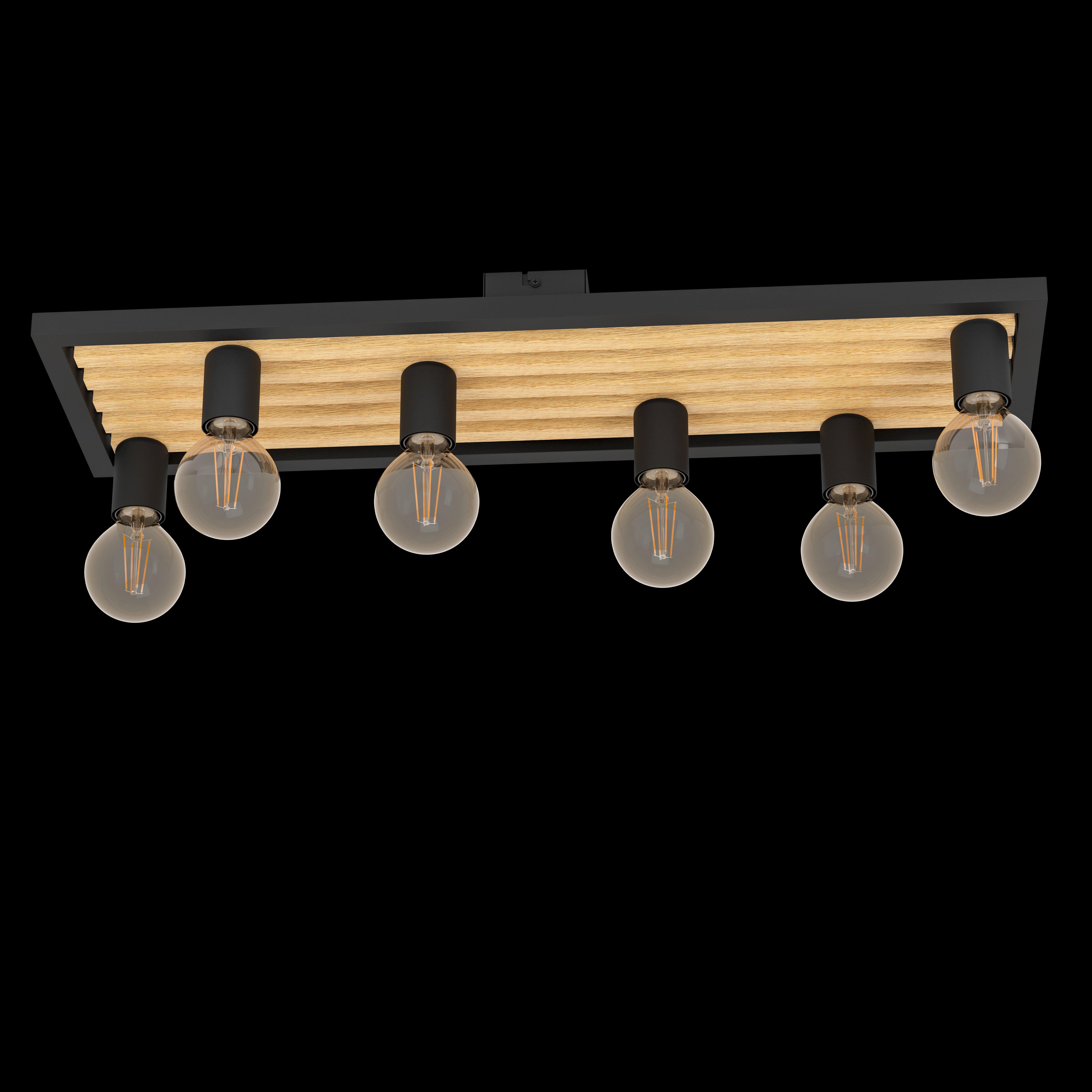 eglo consett flush 6 light black wooden ceiling light living room image