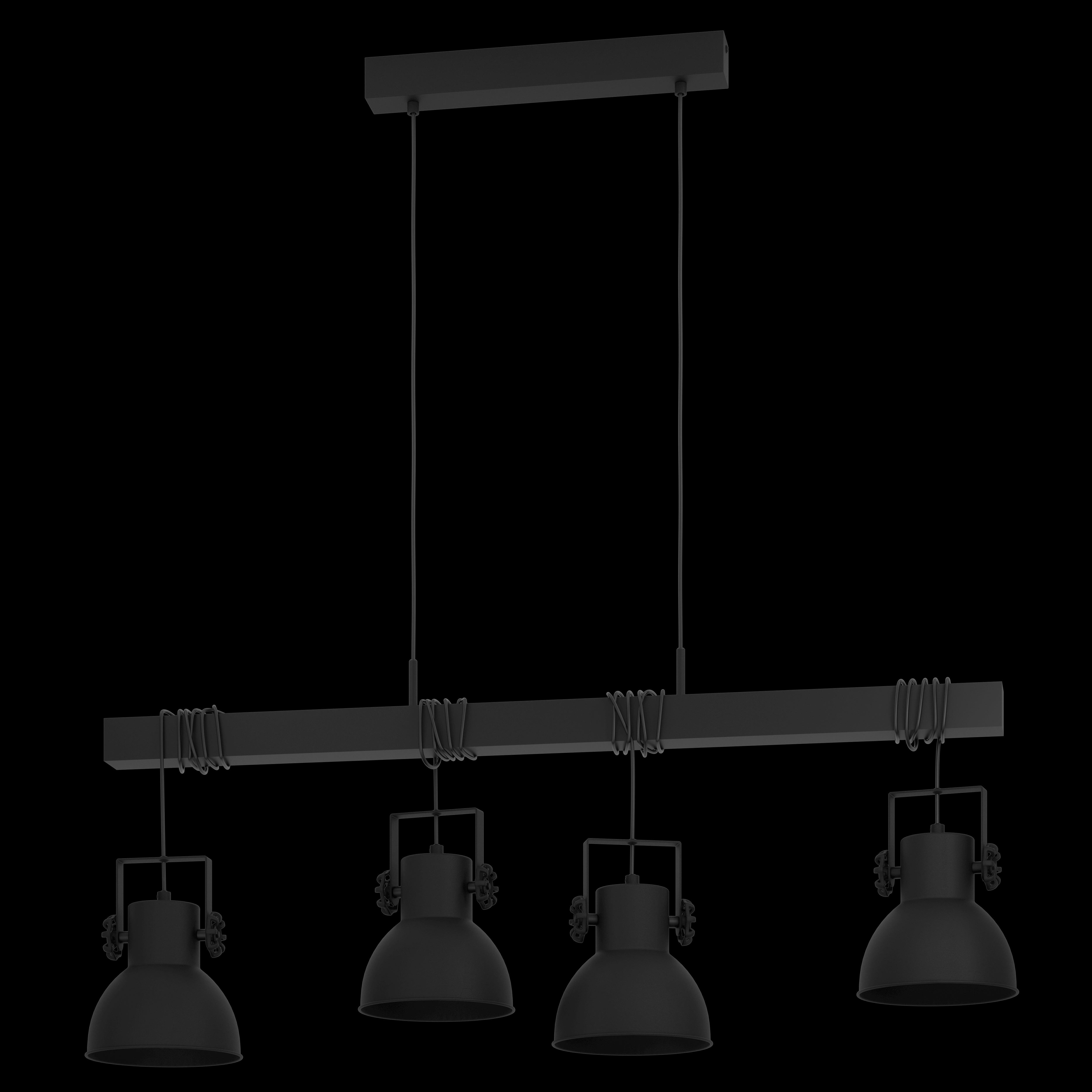 eglo shirebrook 4 light black industrial bar ceiling pendant living room image