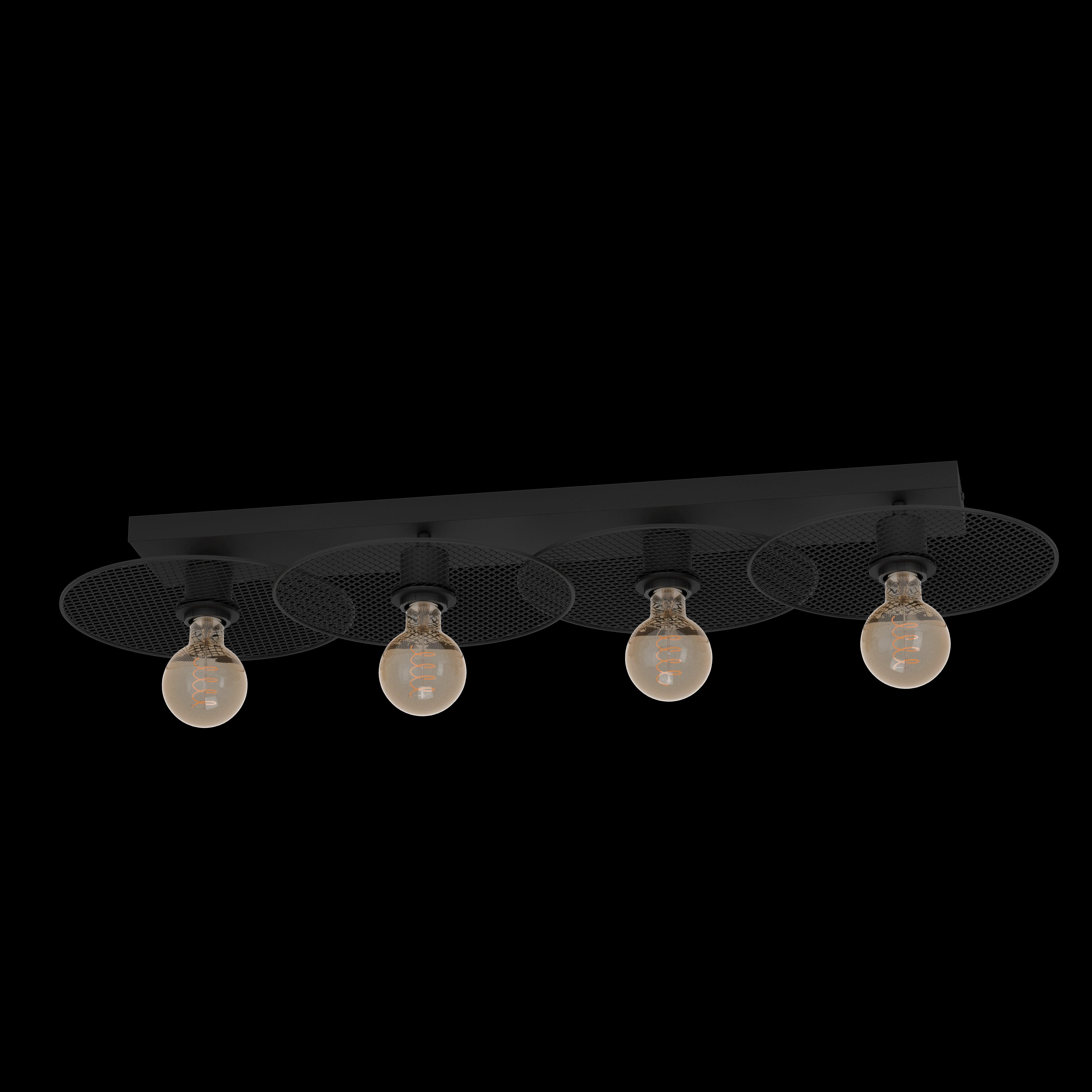 eglo ikeston black metal 4 light mesh flush ceiling light living room image