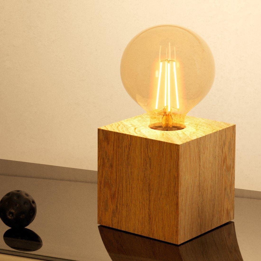 eglo prestwick 2 rubberwood cube table lamp living room image