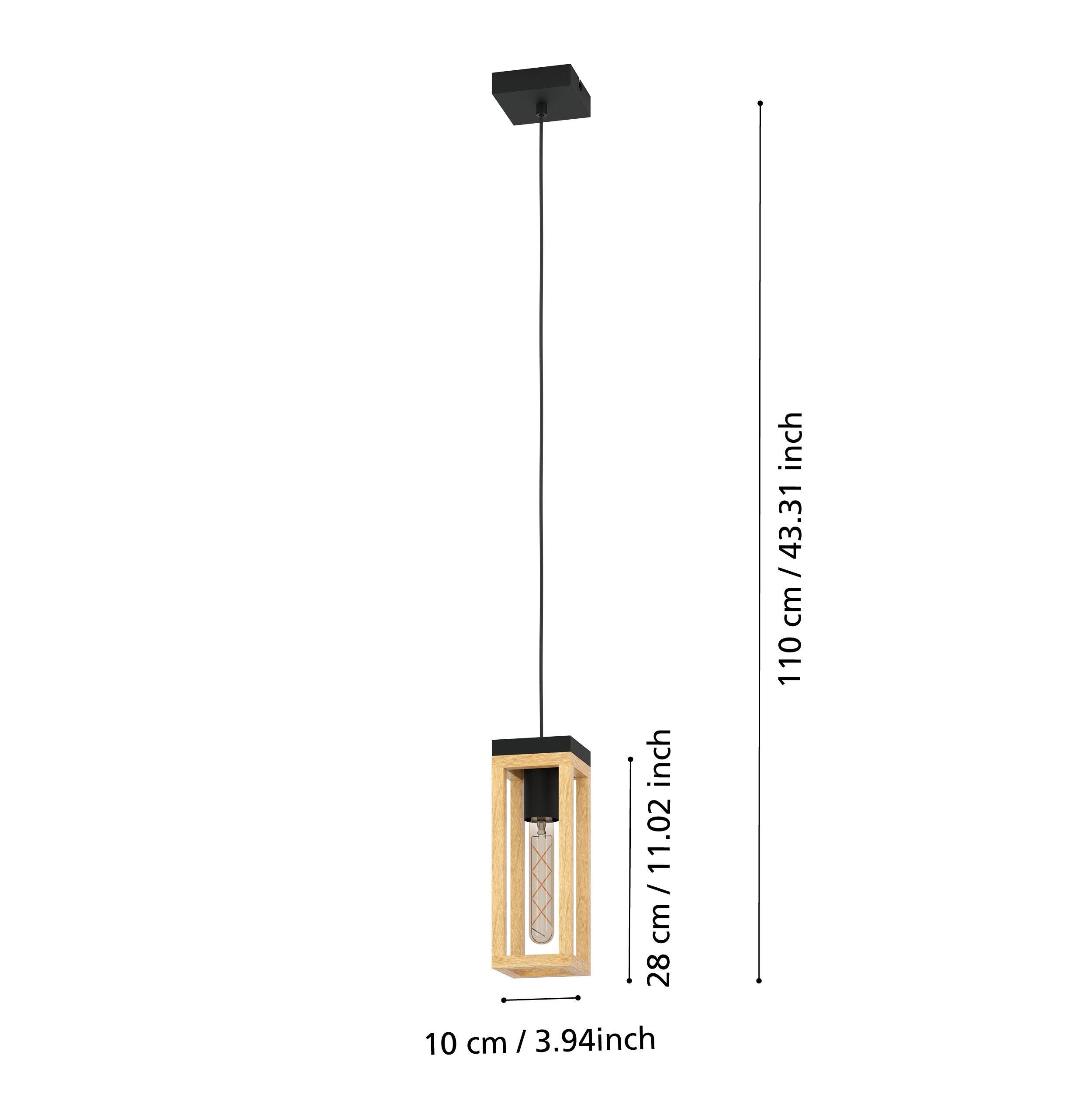 eglo nafferton black wood ceiling pendant living room close up