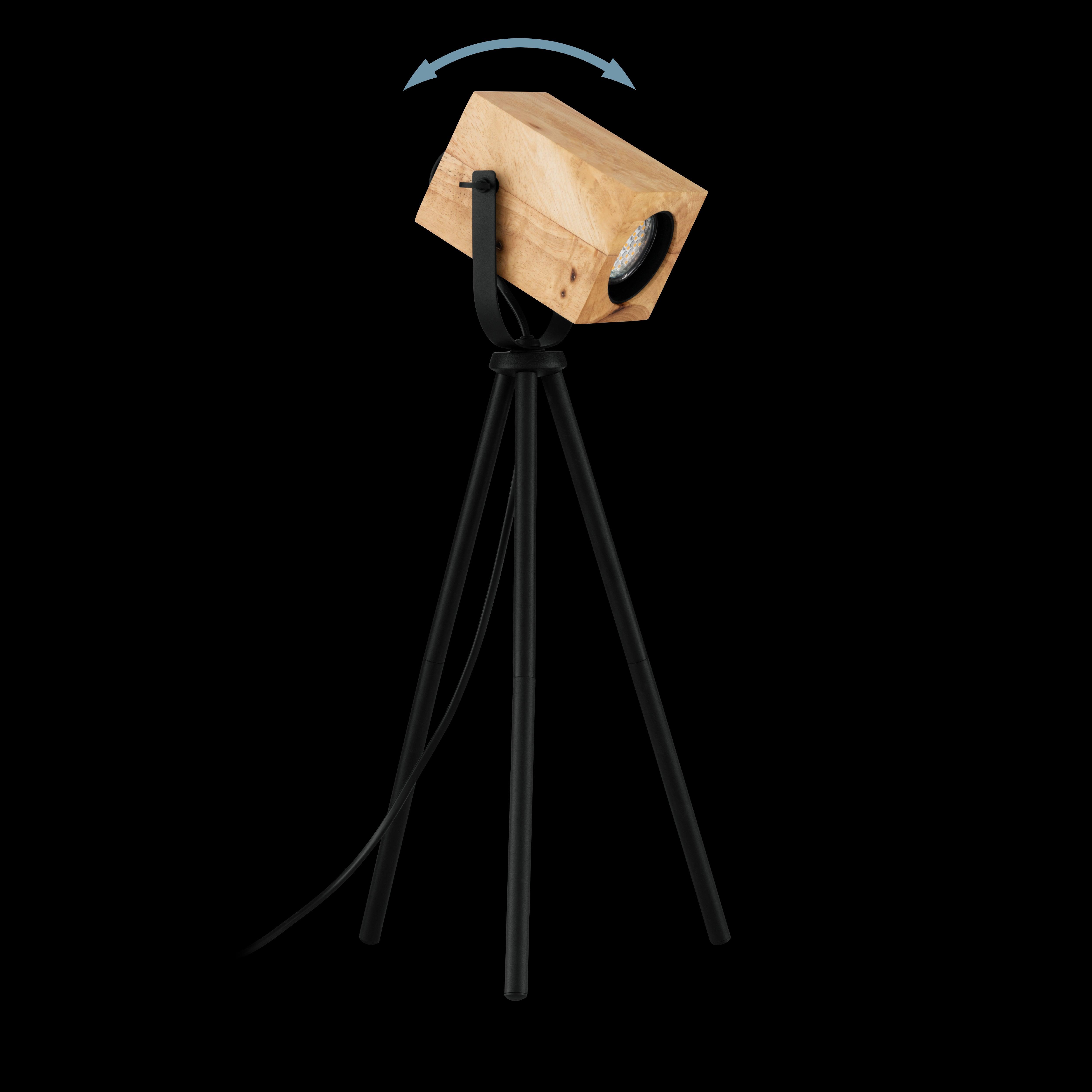 eglo ayles wooden black metal tripod table lamp living room close up