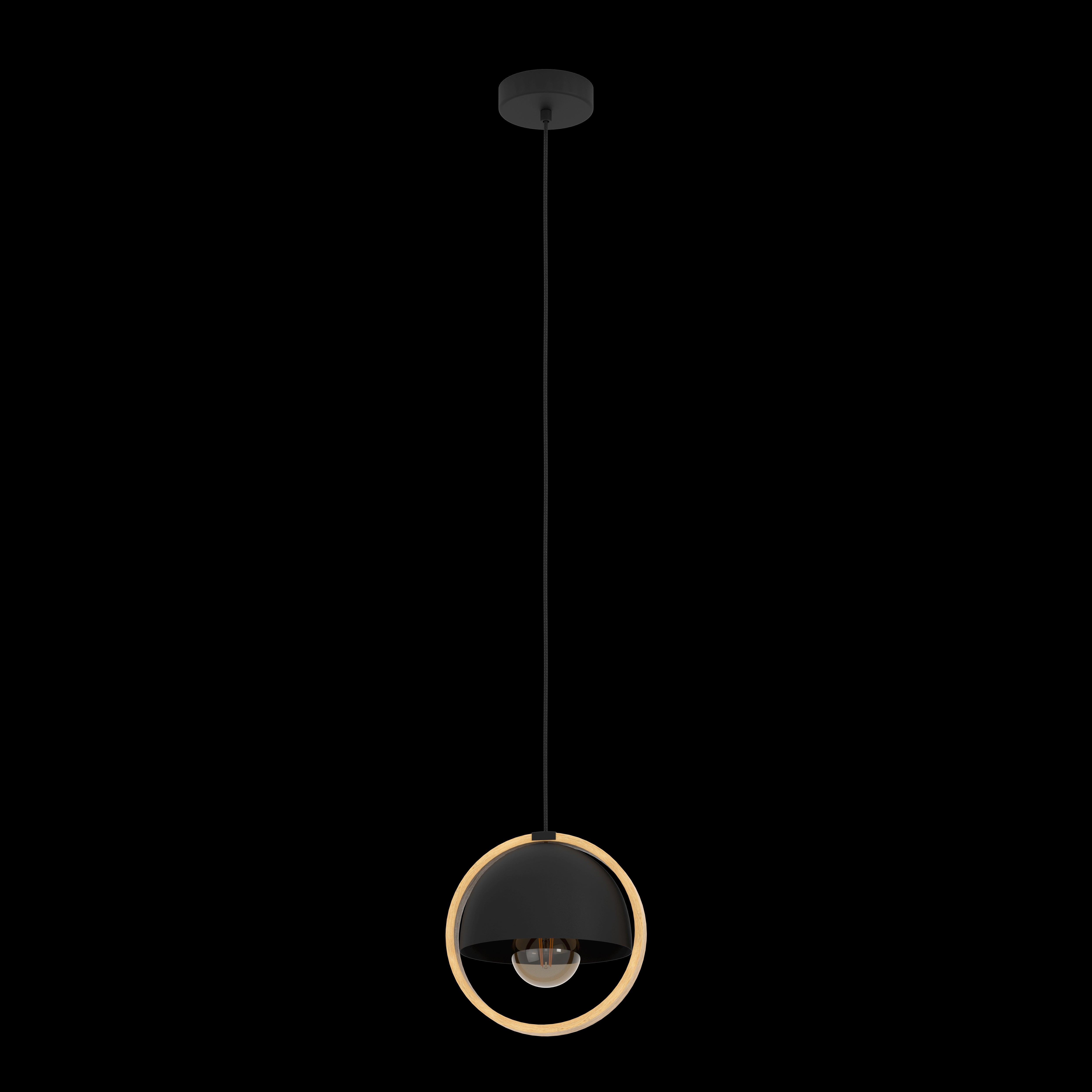 eglo callow round wood black ceiling pendant living room image