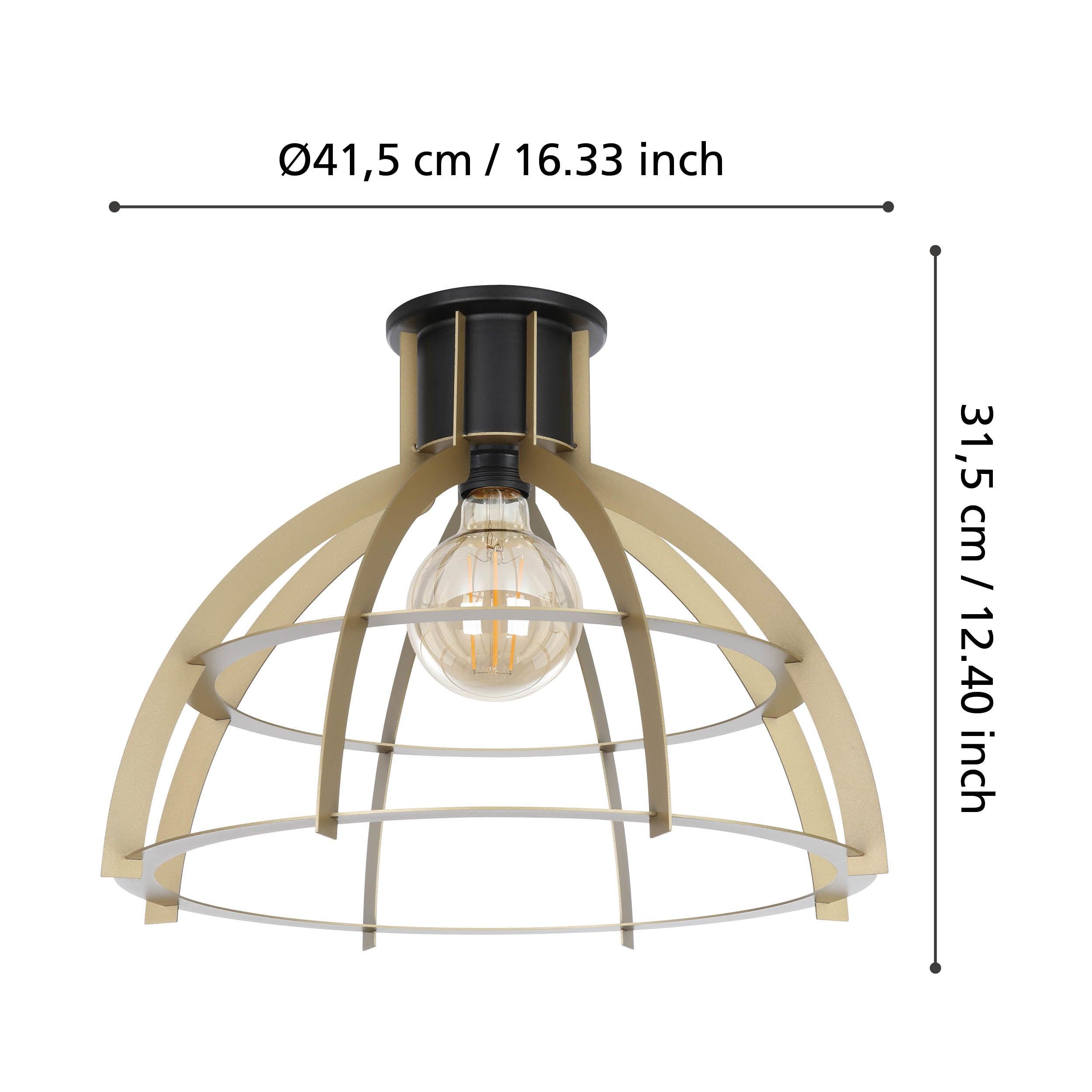 eglo stillington flush gold black ceiling light living room close up