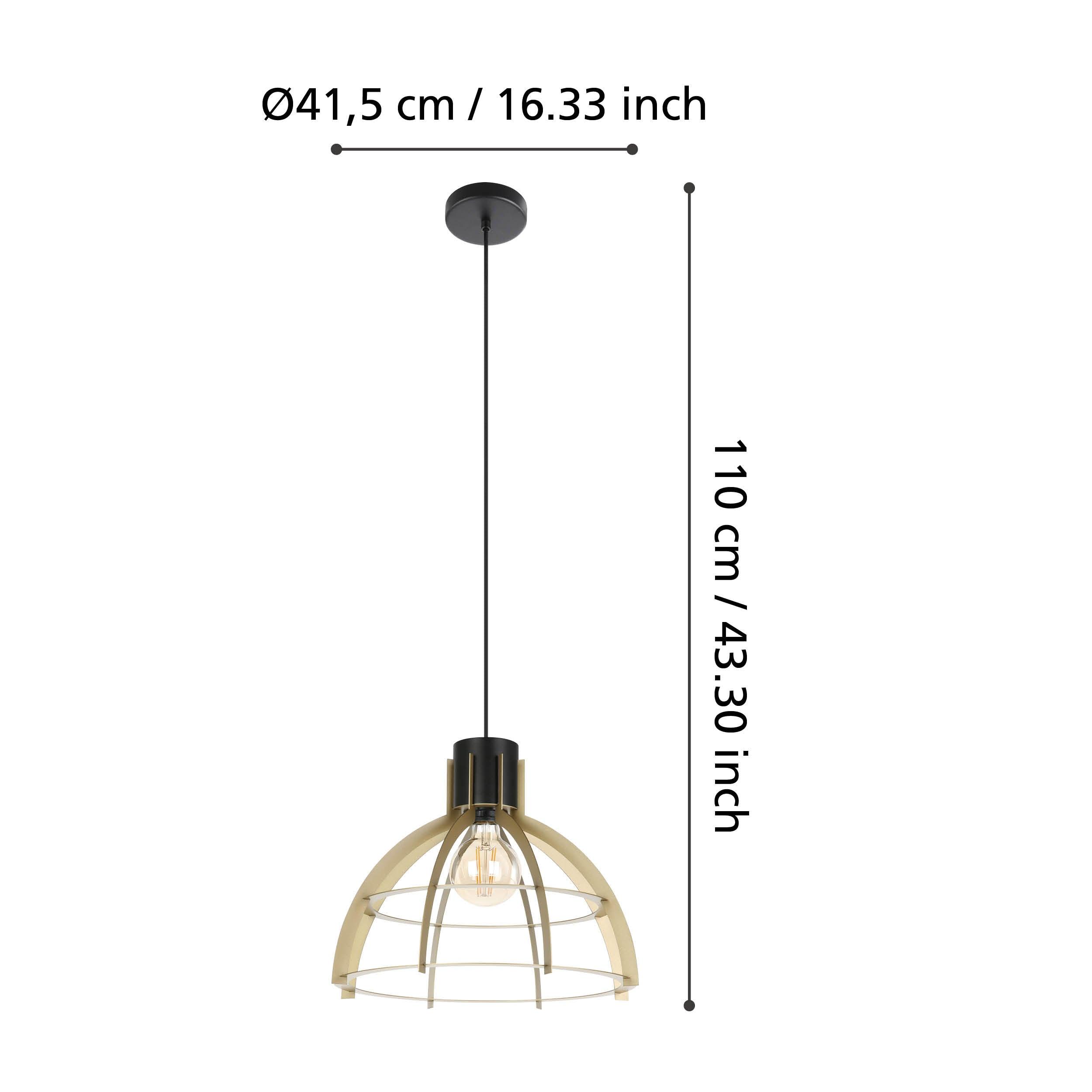 eglo stillington gold and black flat round ceiling pendant living room close up