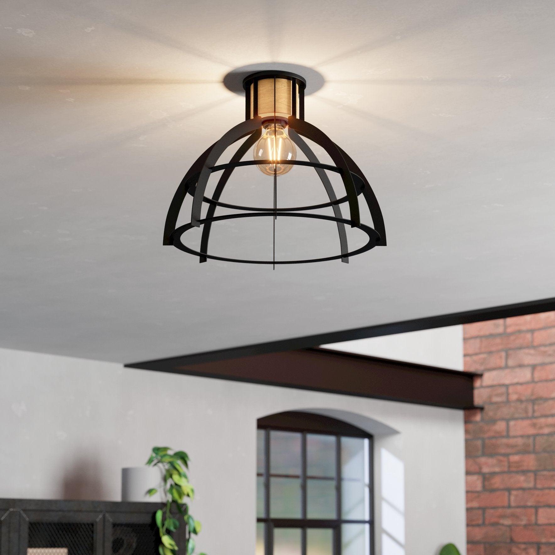 eglo stillington flush black ceiling light