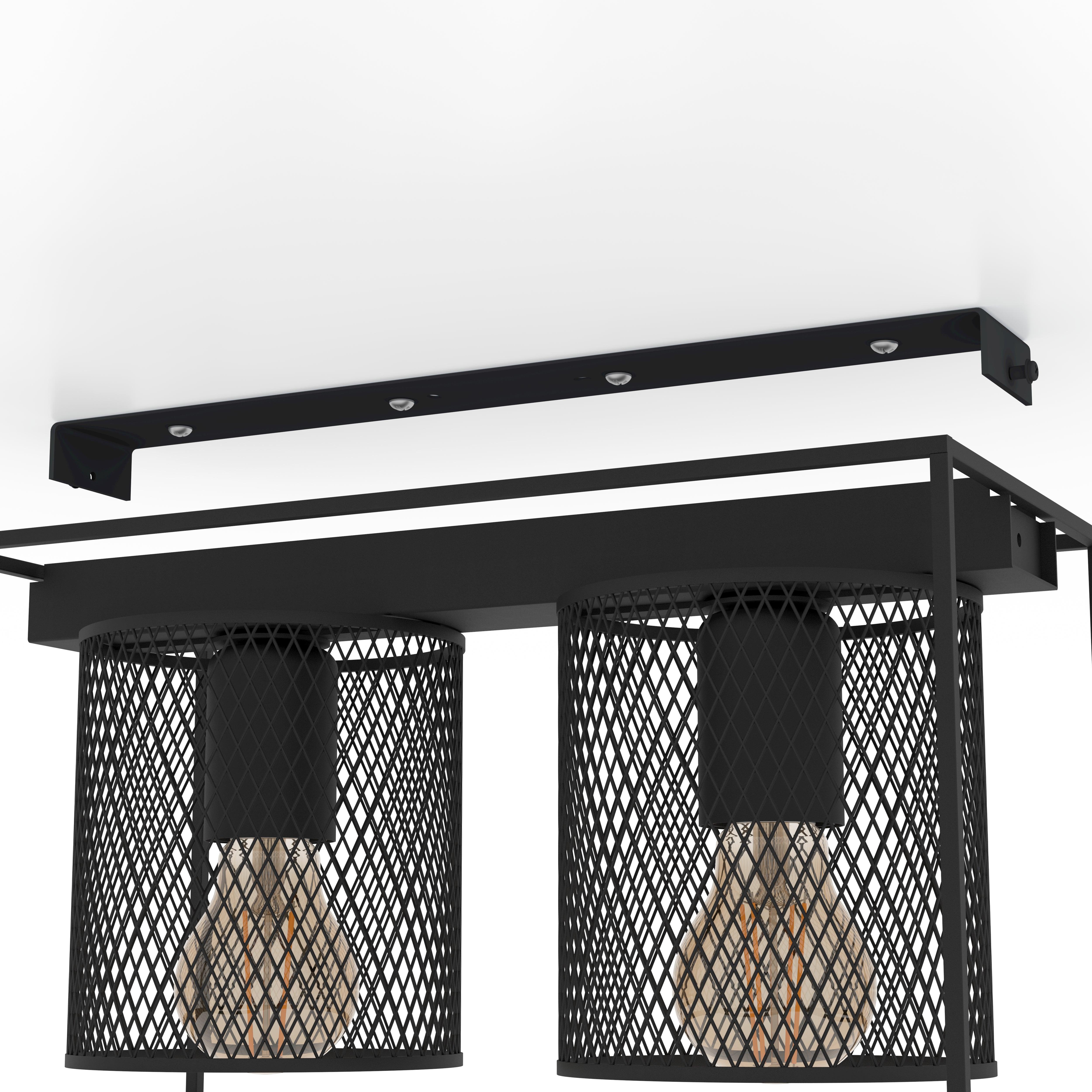 eglo catterick black metal 2 light flush ceiling light kitchen lighting 