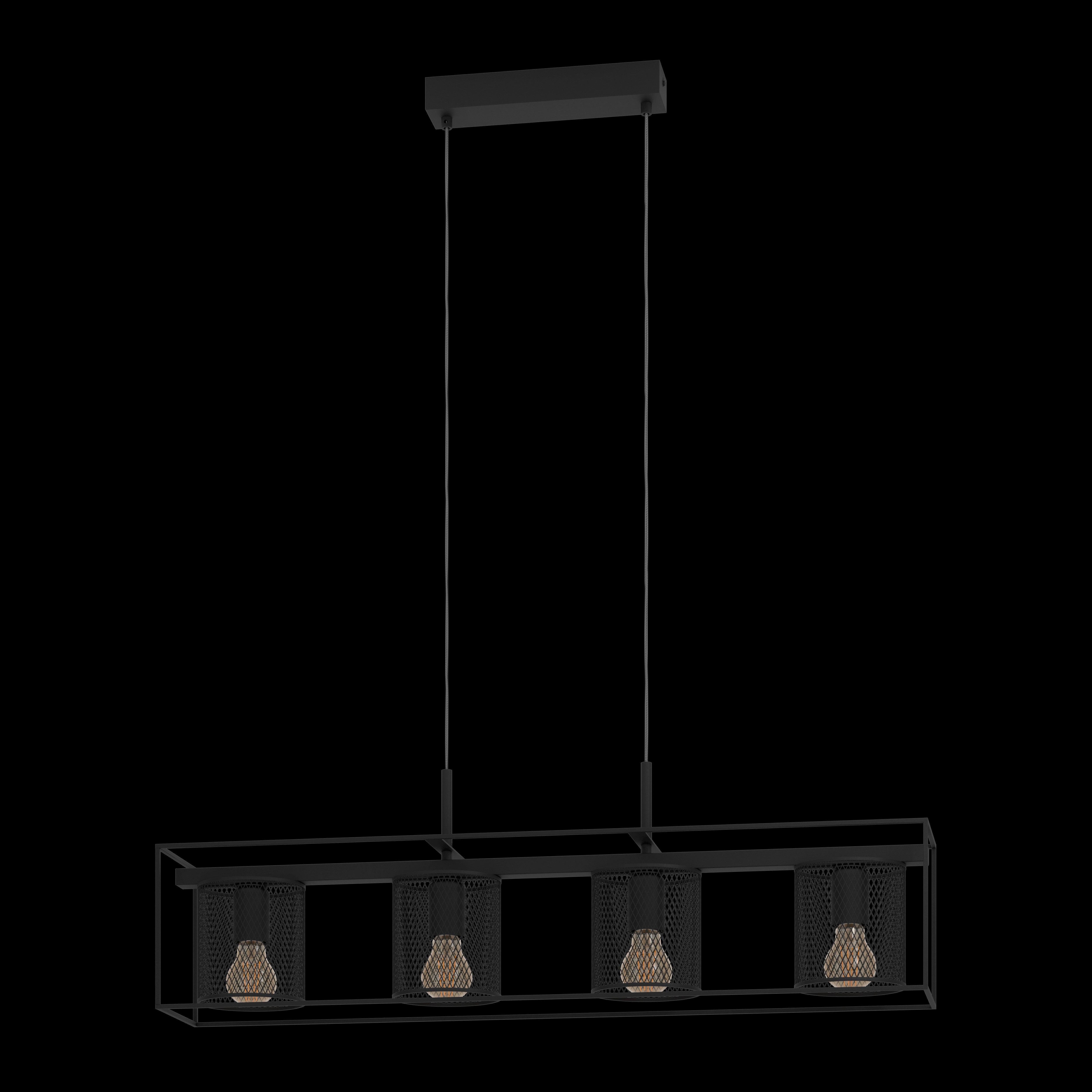 eglo catterick 4 light black mesh bar ceiling pendant living room image