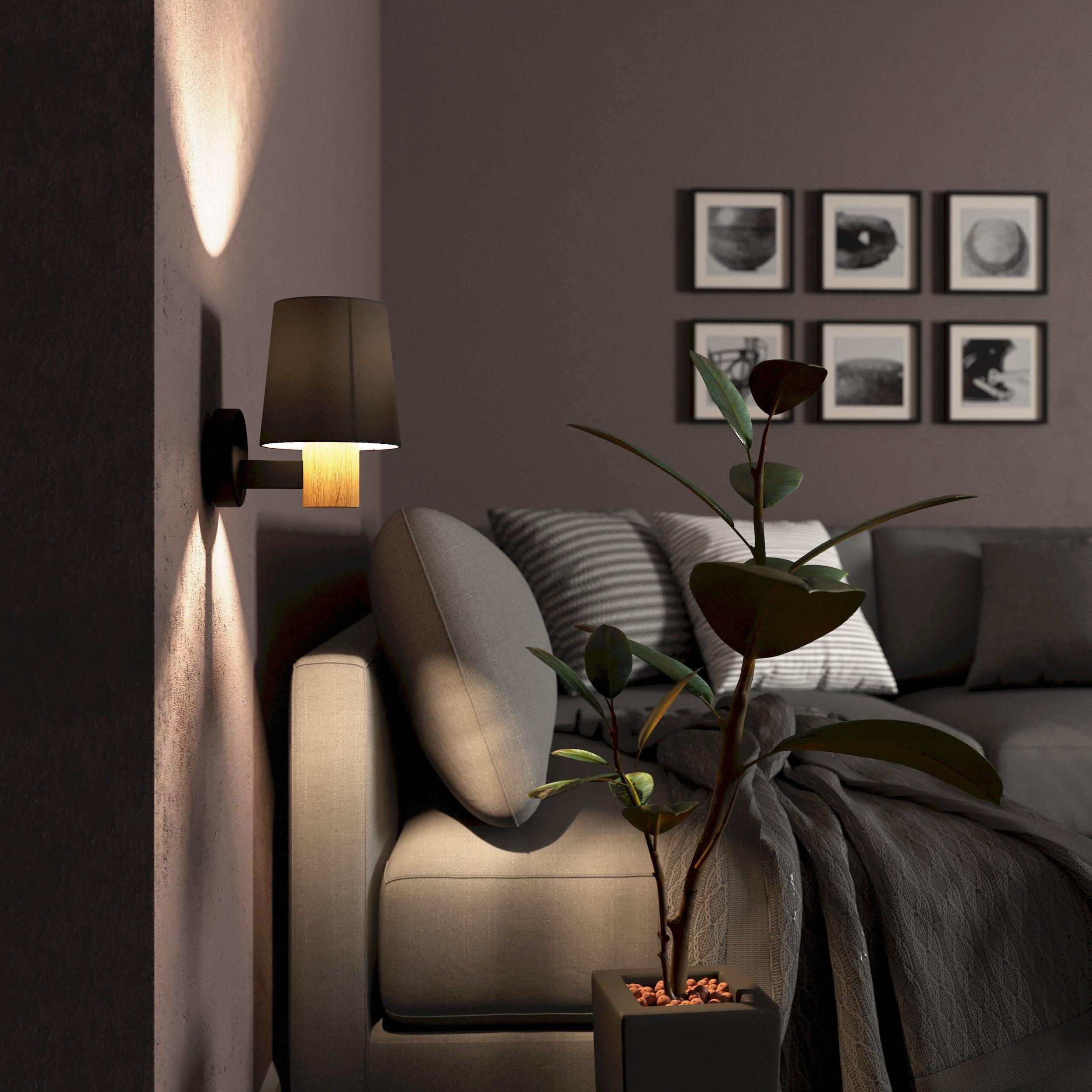 eglo edale wood black wall light brown shade