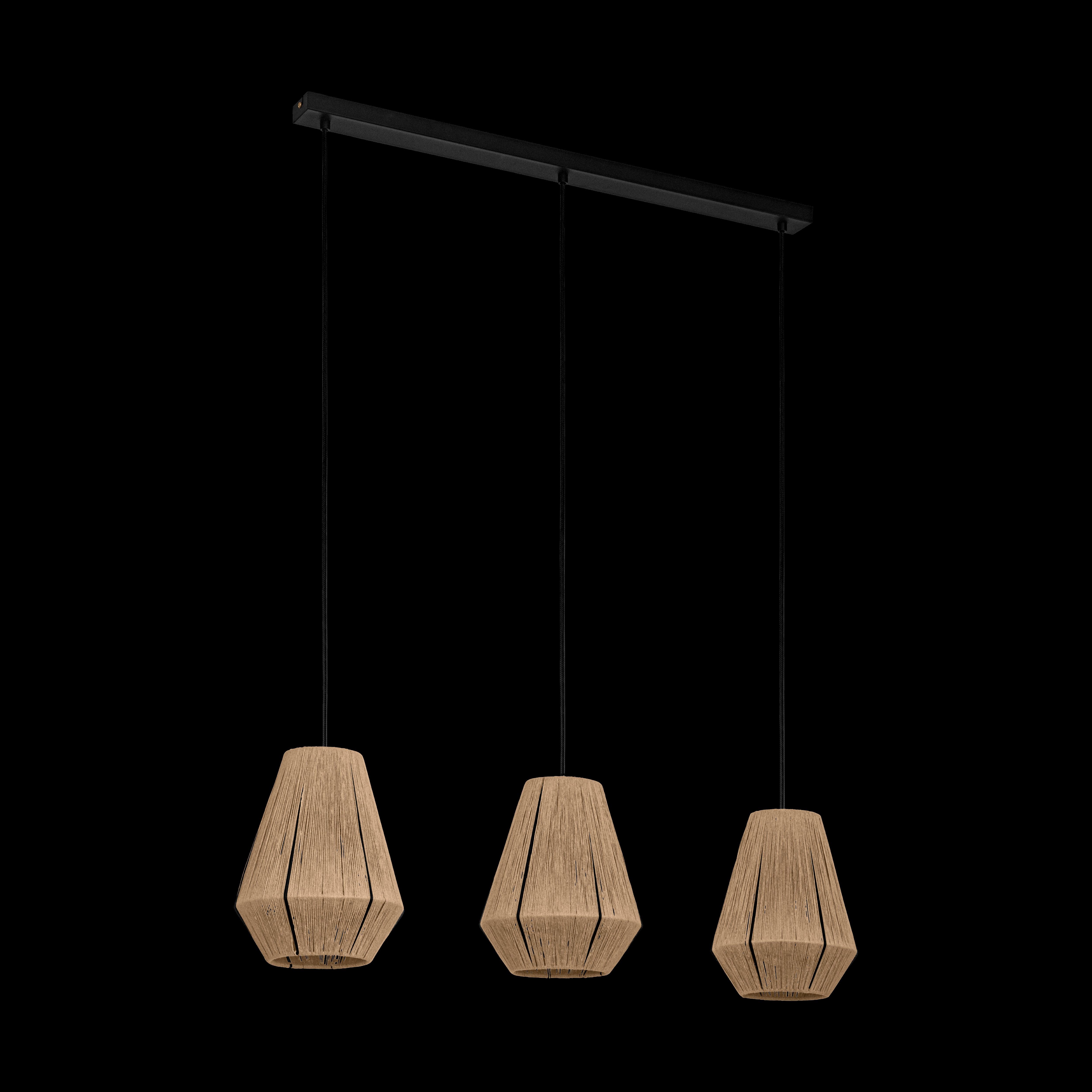 eglo alderney 3 light hemp lampshade ceiling pendant living room image