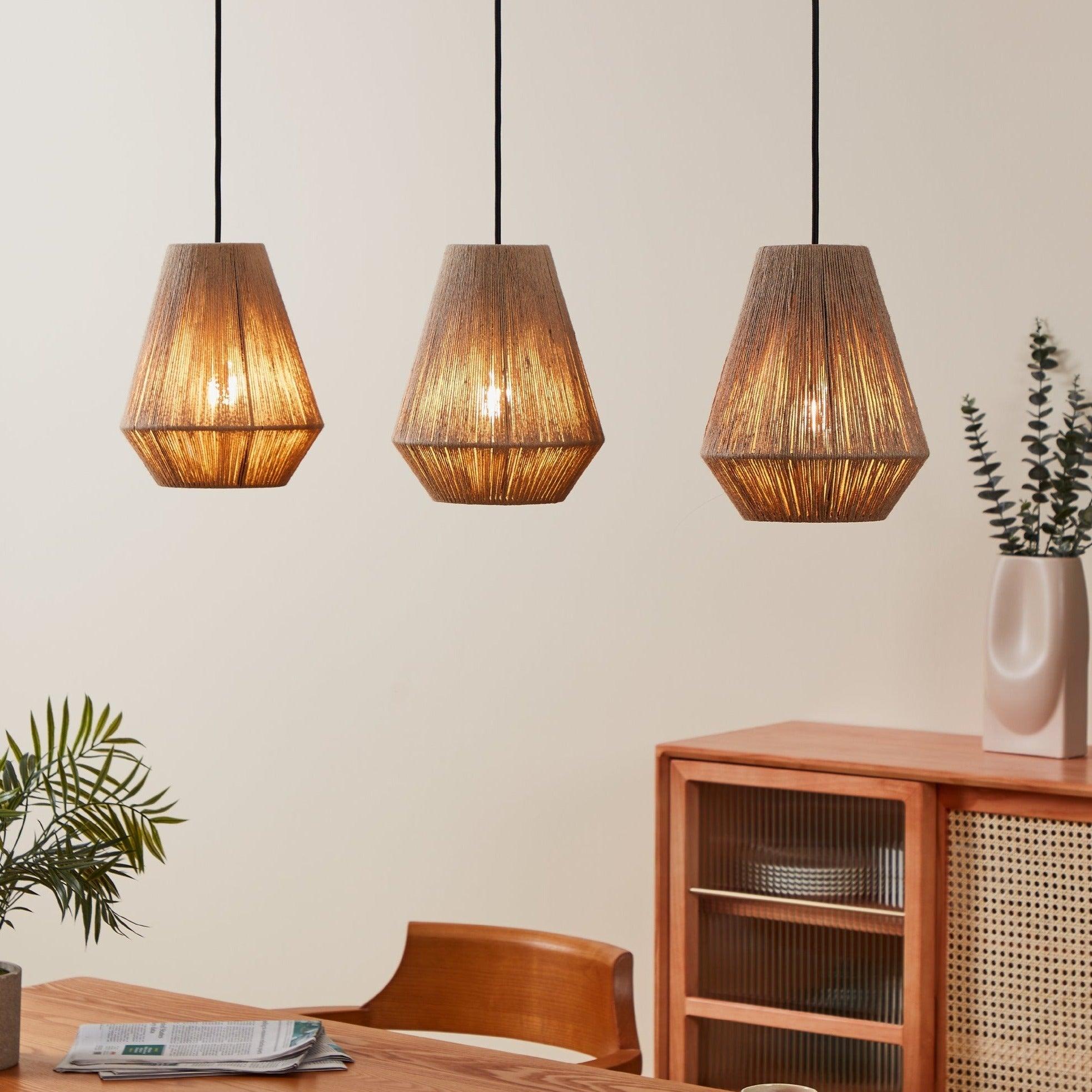 eglo alderney 3 light hemp lampshade ceiling pendant