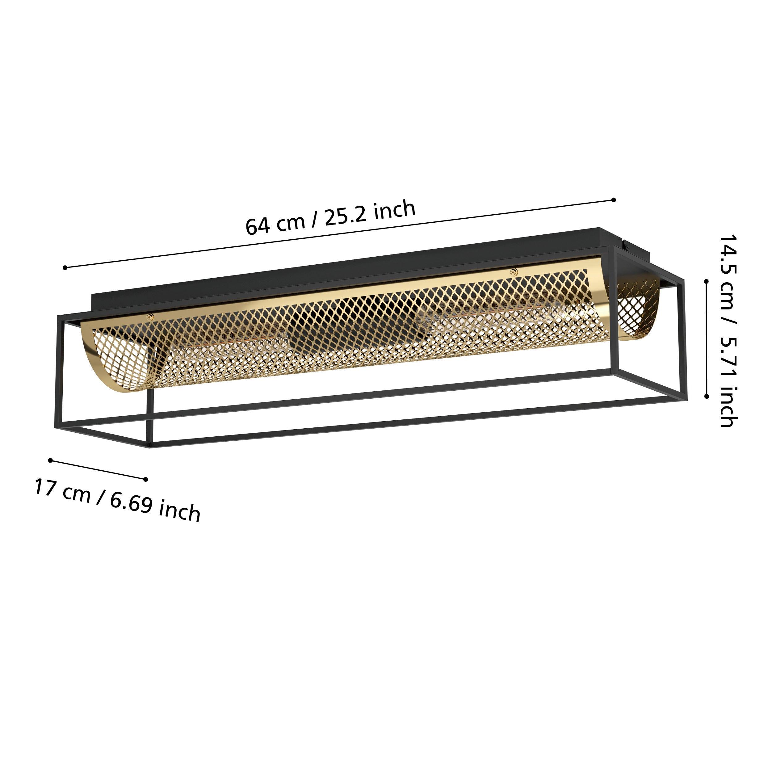 eglo nohales flush gold black metal ceiling light living room close up