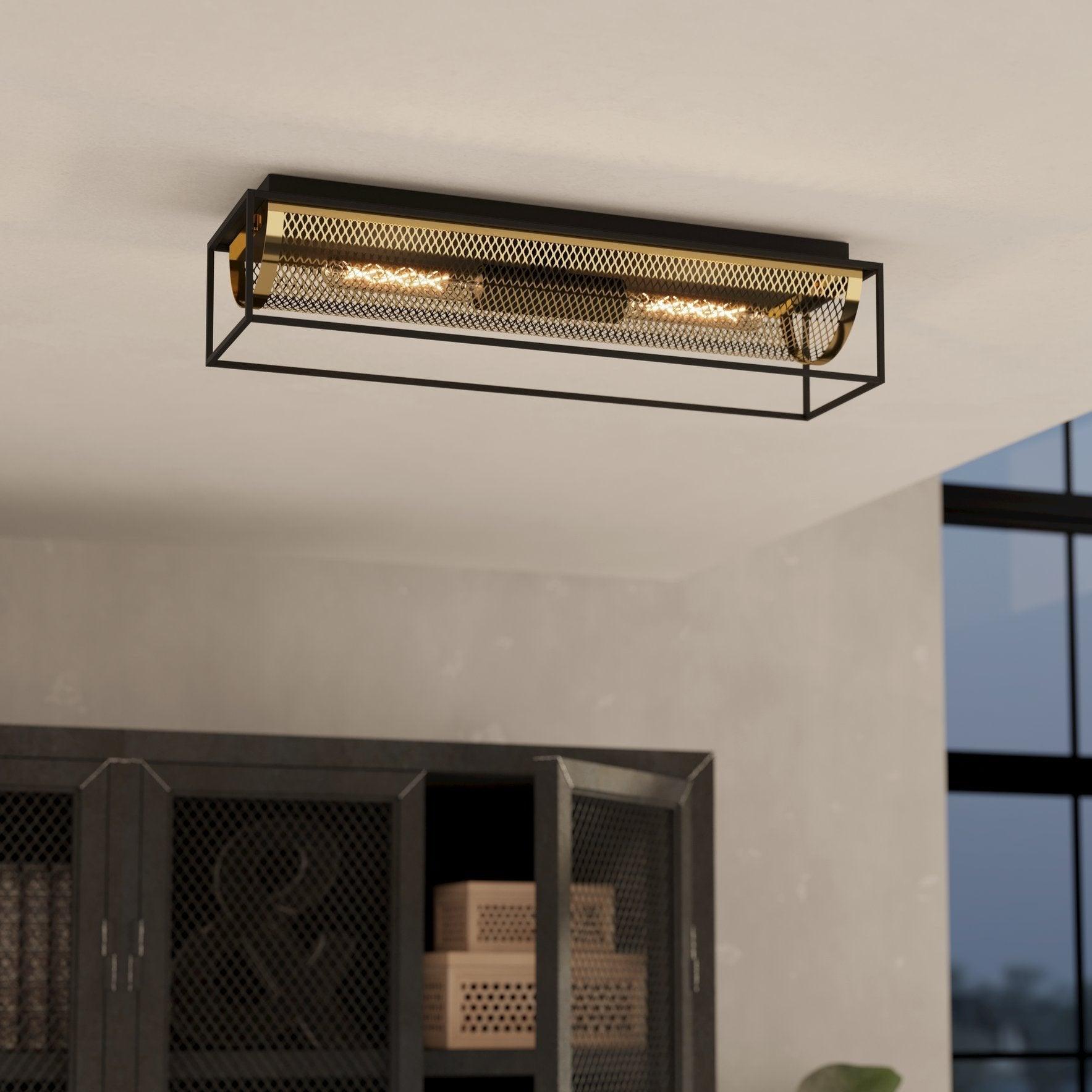 eglo nohales flush gold black metal ceiling light