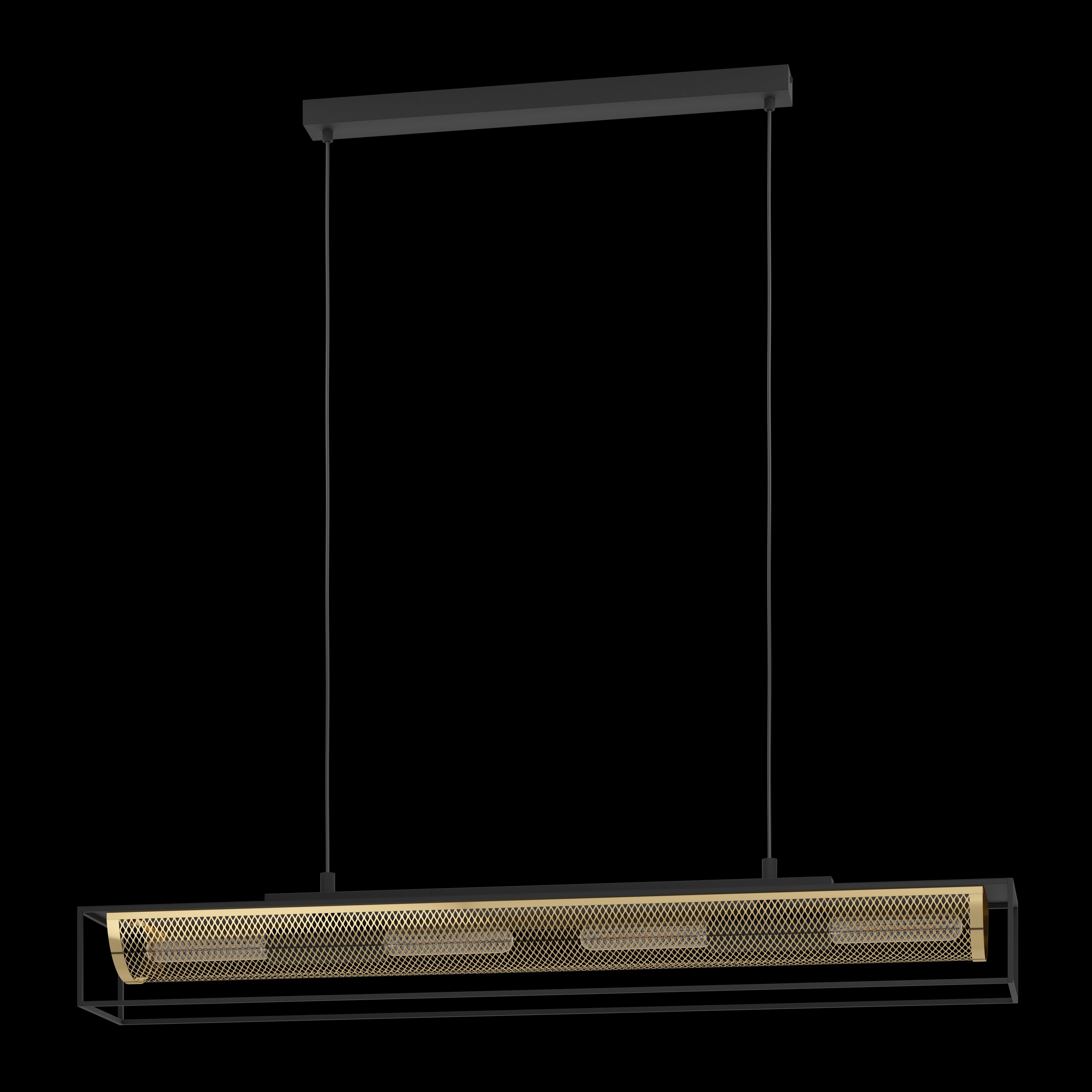 eglo nohales 4 light black gold industrial ceiling pendant living room close up