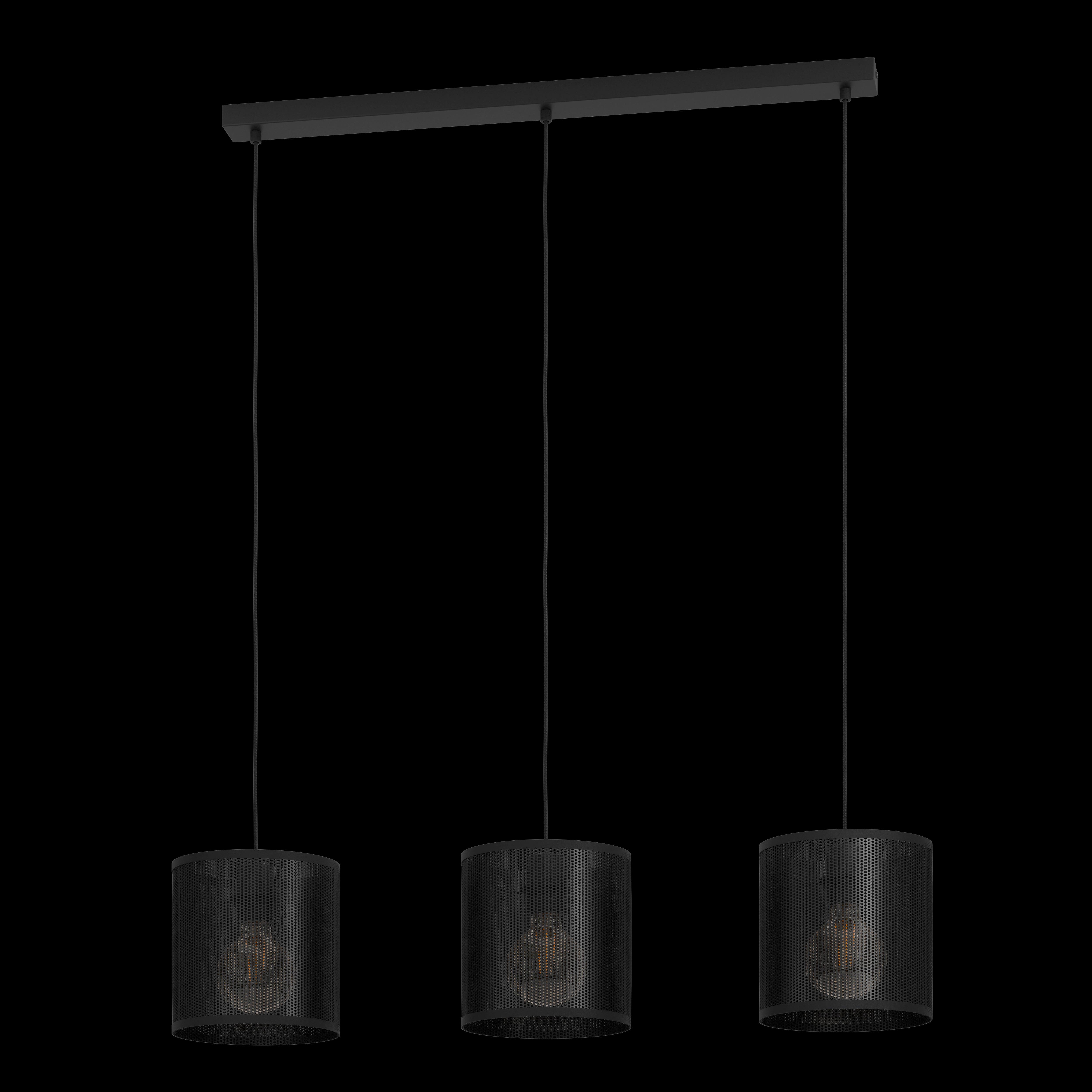 eglo manby 3 light black round mesh shade ceiling pendant living room image