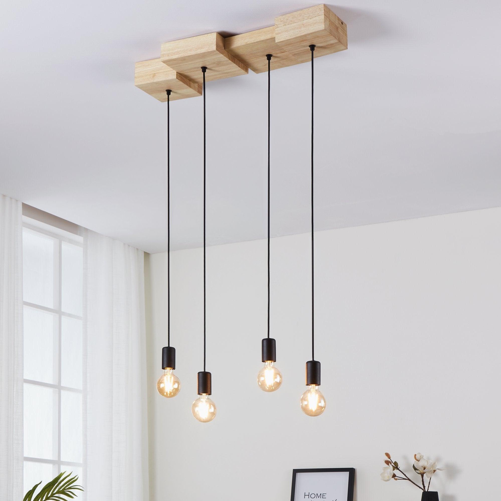 eglo halkin 4 light black wood ceiling pendant