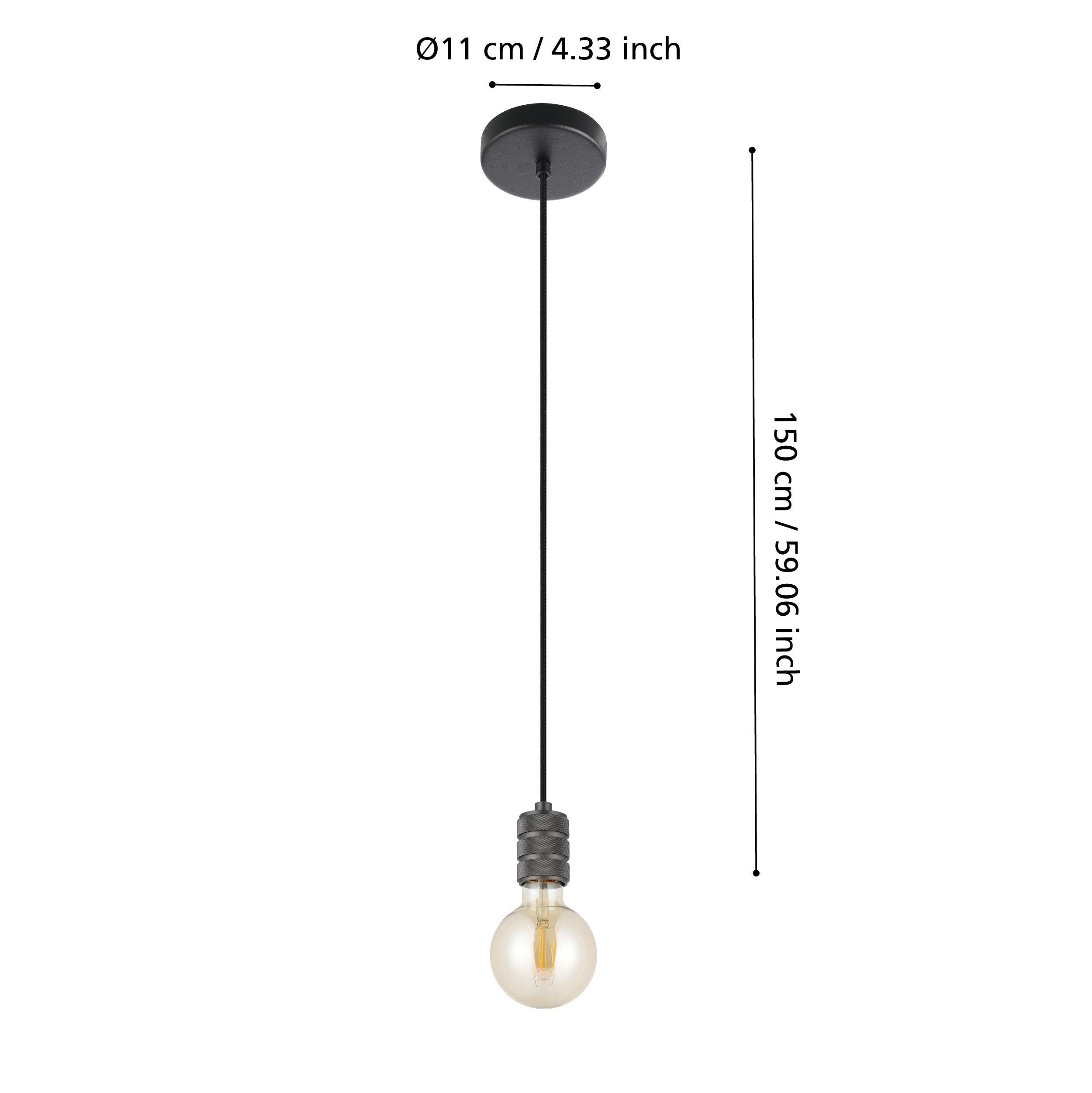 eglo yorth black nickel cable set ceiling pendant living room close up
