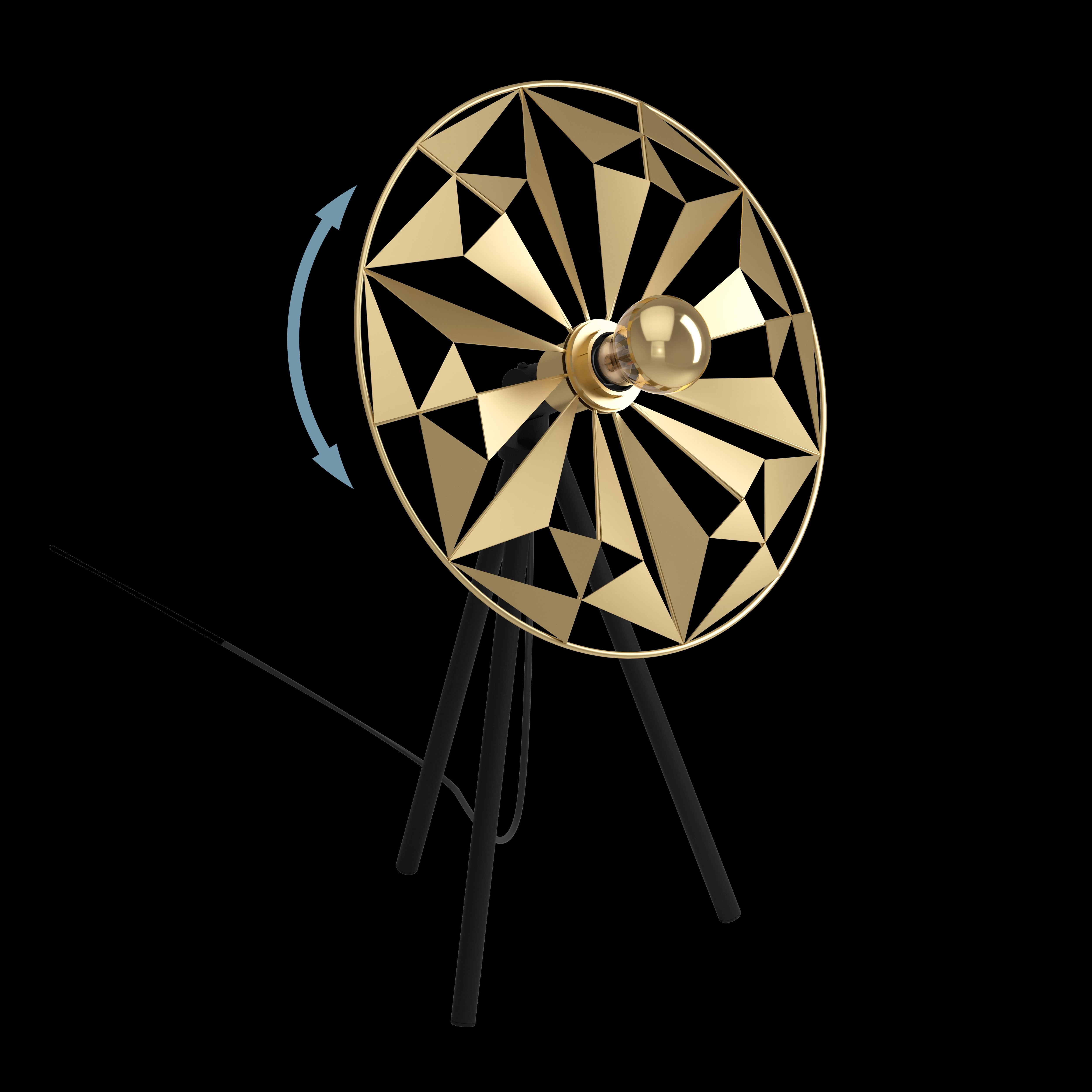 eglo castanuelo gold geometric tripod table lamp living room close up