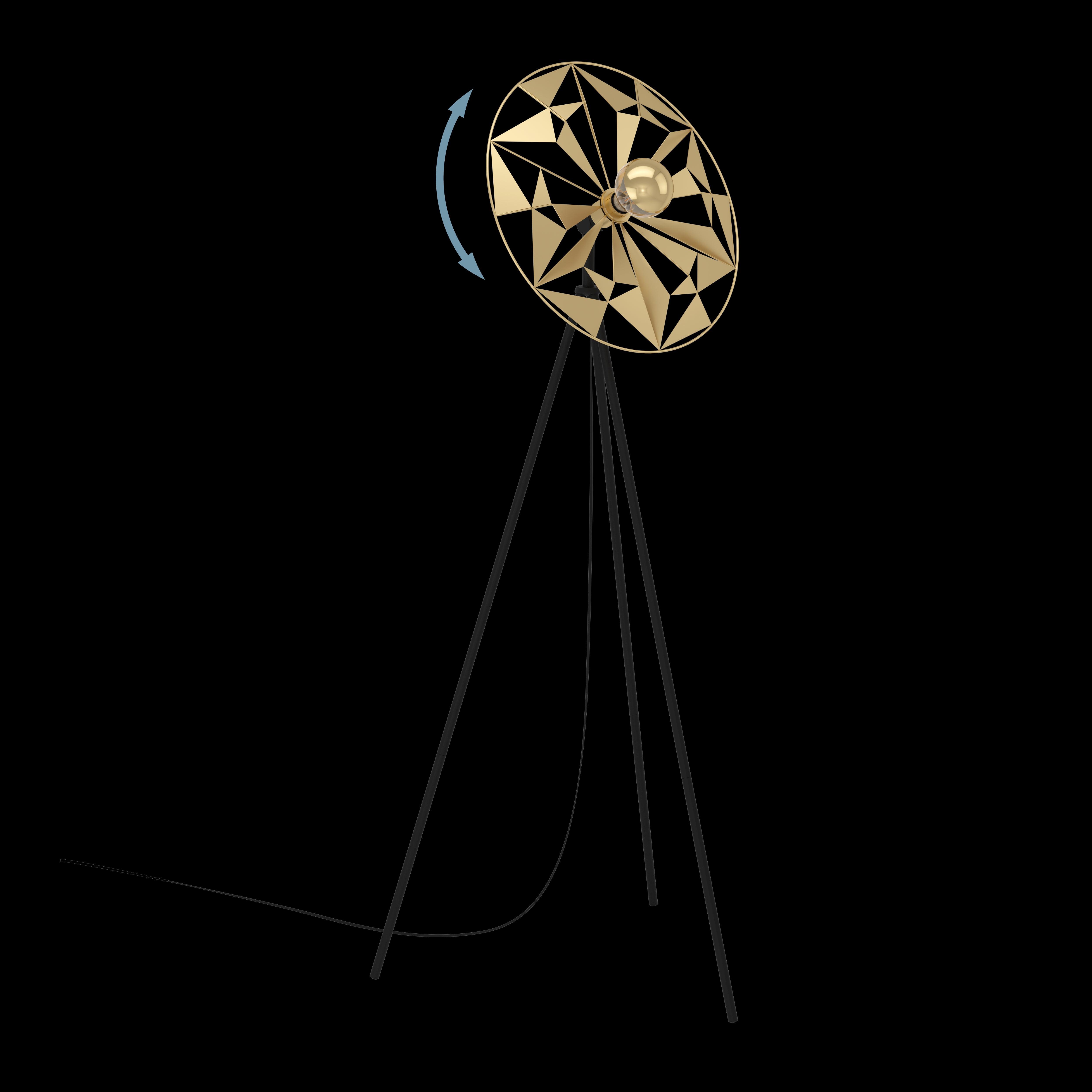 eglo castanuelo black tripod floor lamp gold geometric lampshade kitchen lighting 