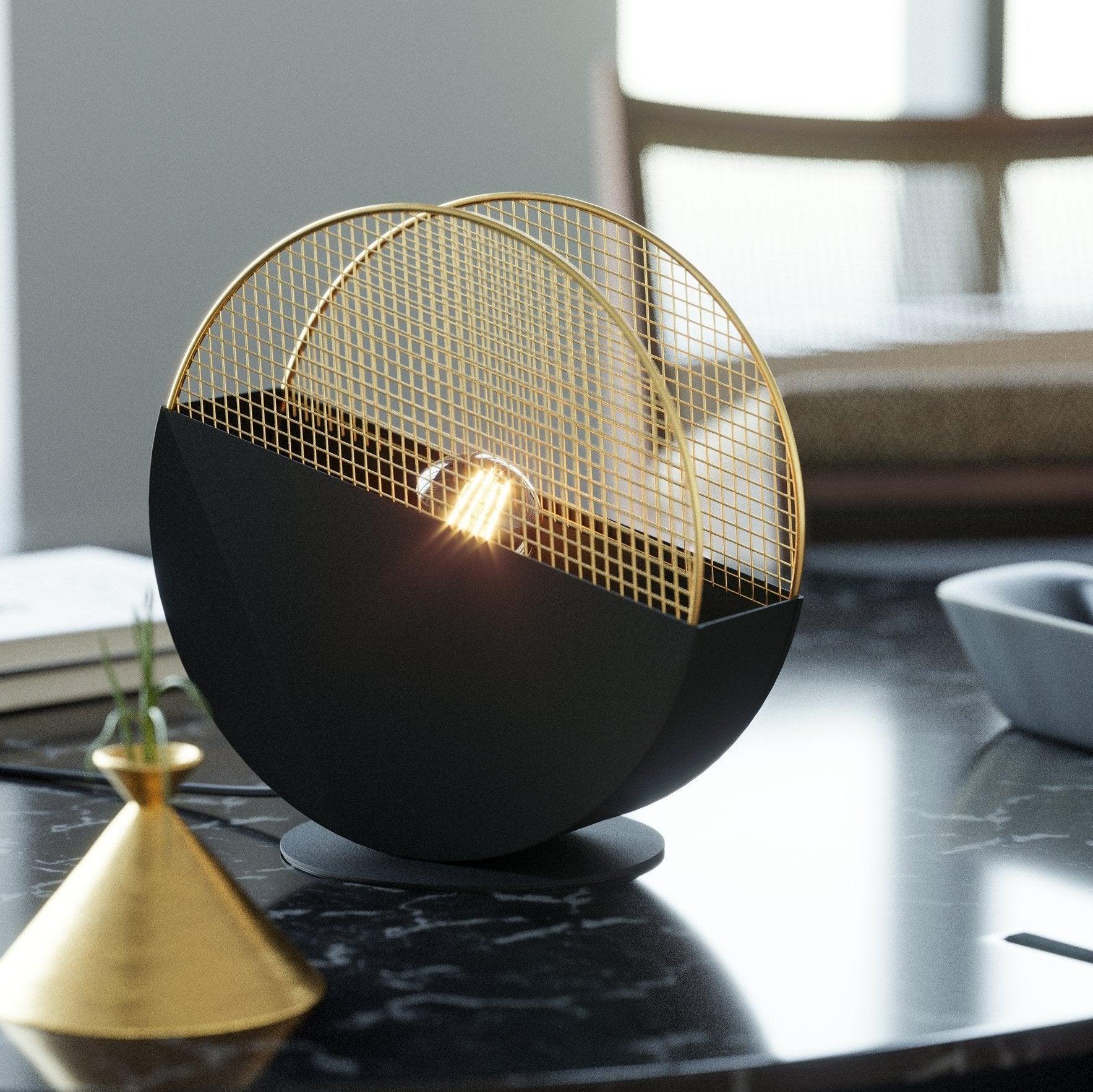eglo mumbles black gold mesh table lamp