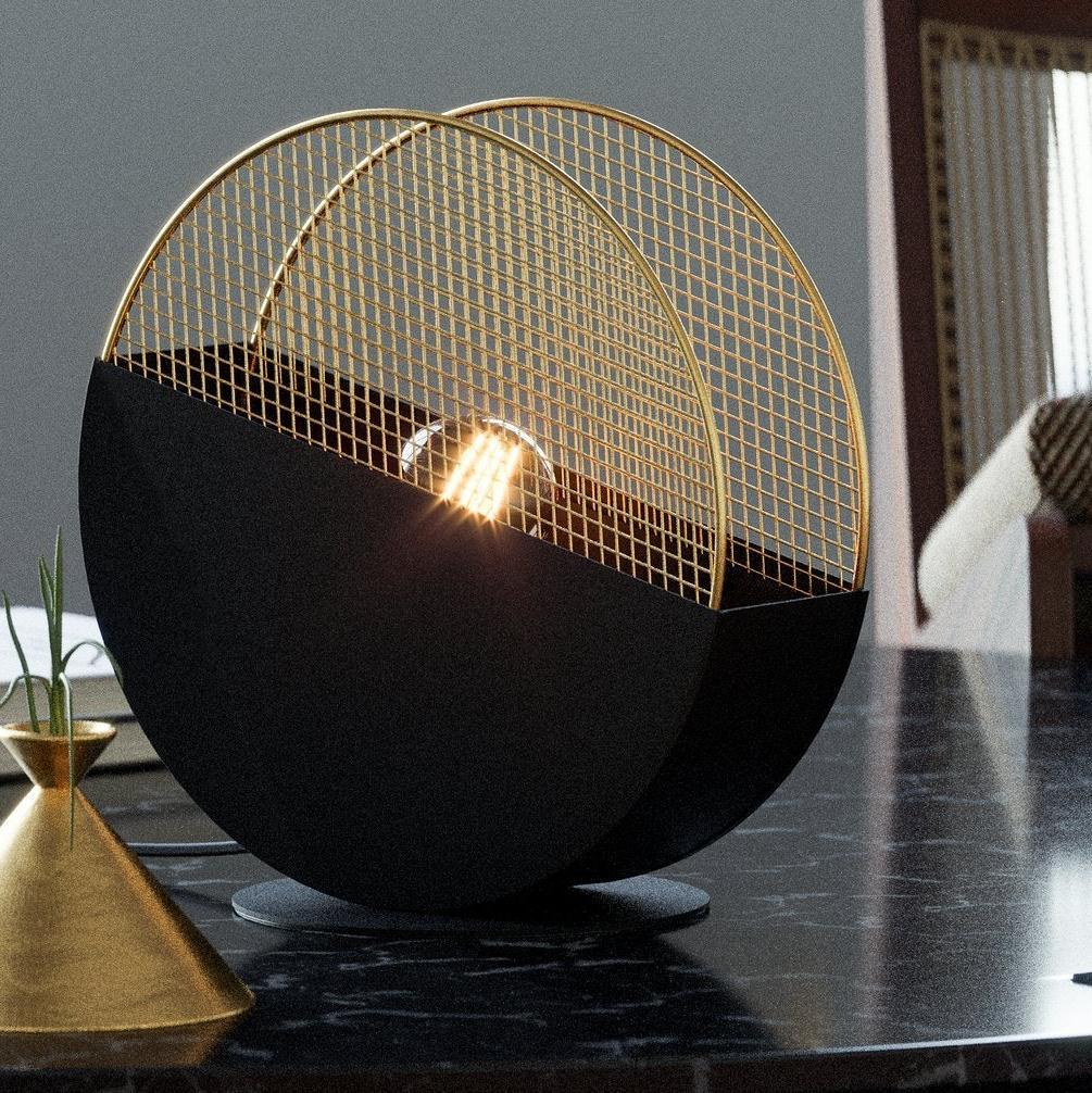 eglo mumbles black gold mesh table lamp living room image