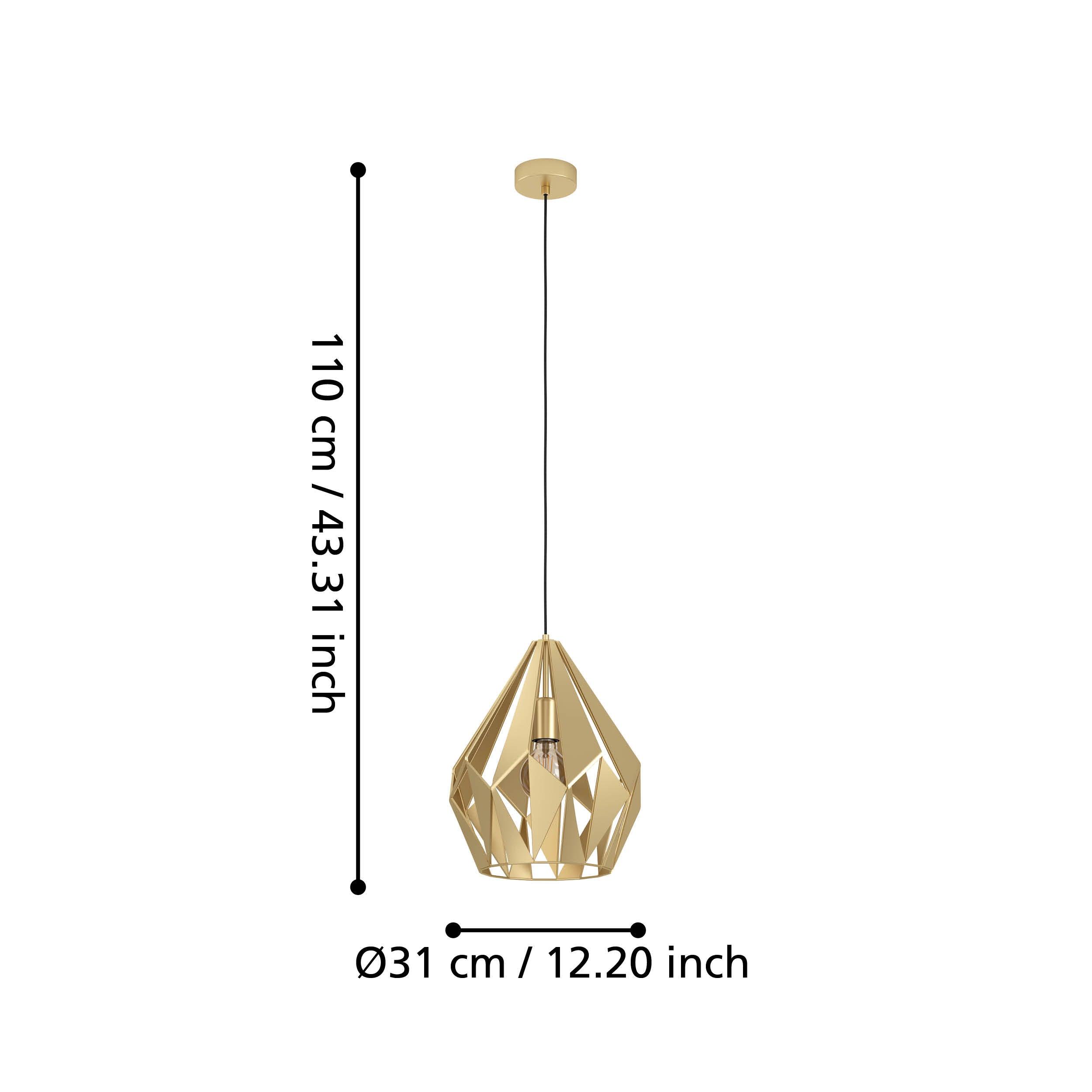 eglo carlton diamond shaped gold ceiling pendant living room close up
