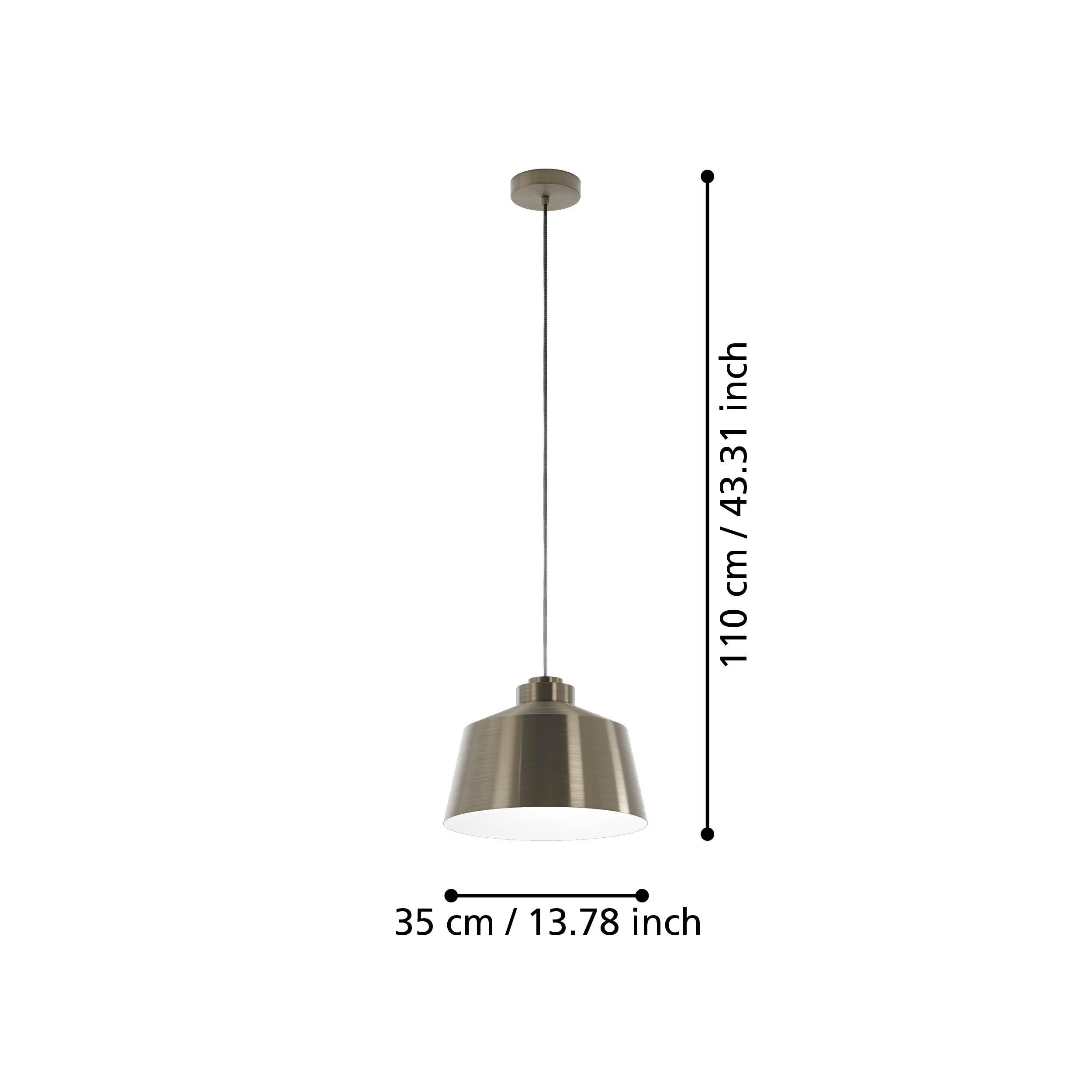 eglo southery bronzed metal lampshade ceiling pendant living room close up