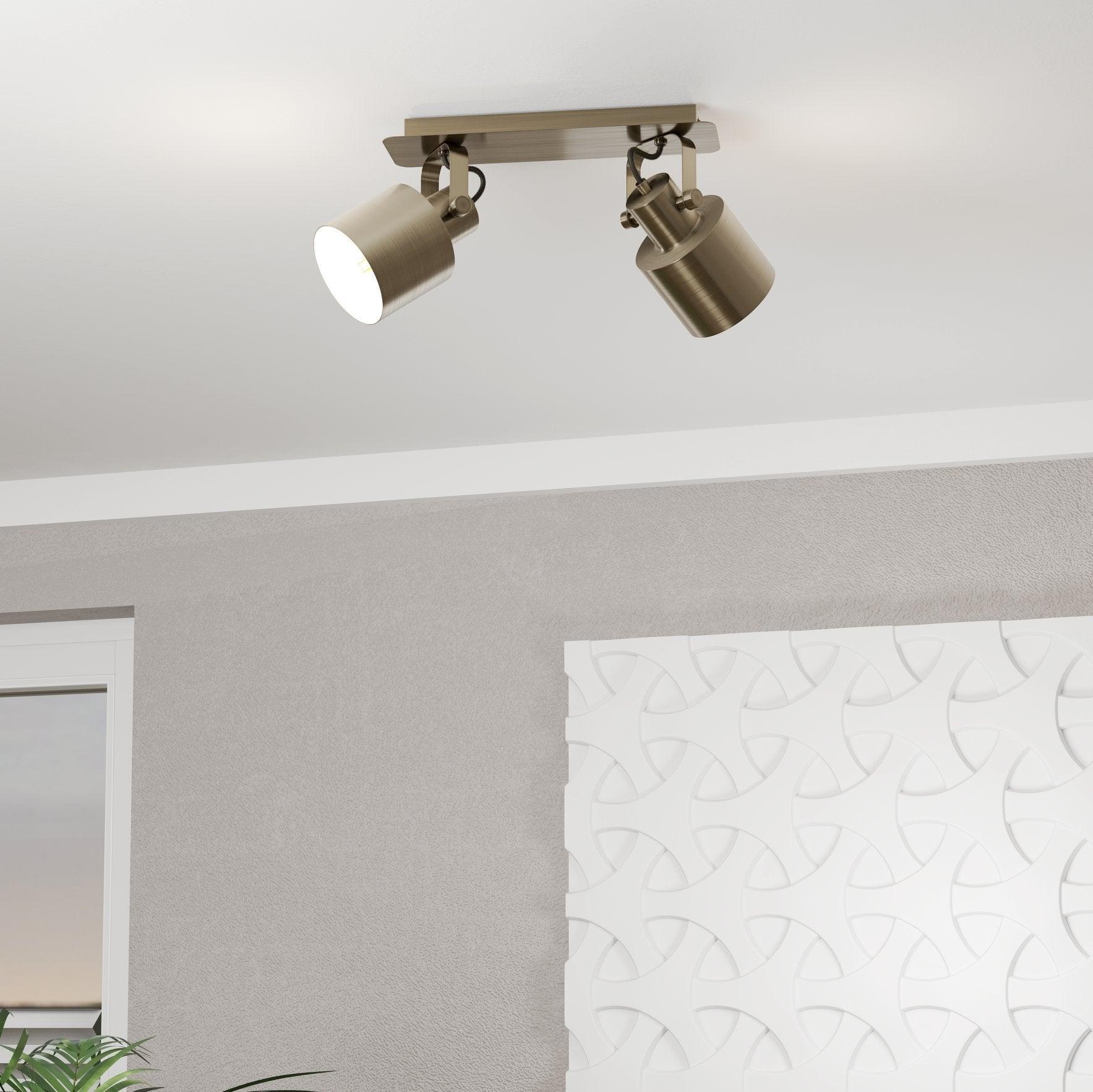 eglo southery gold 2 light bar spotlight