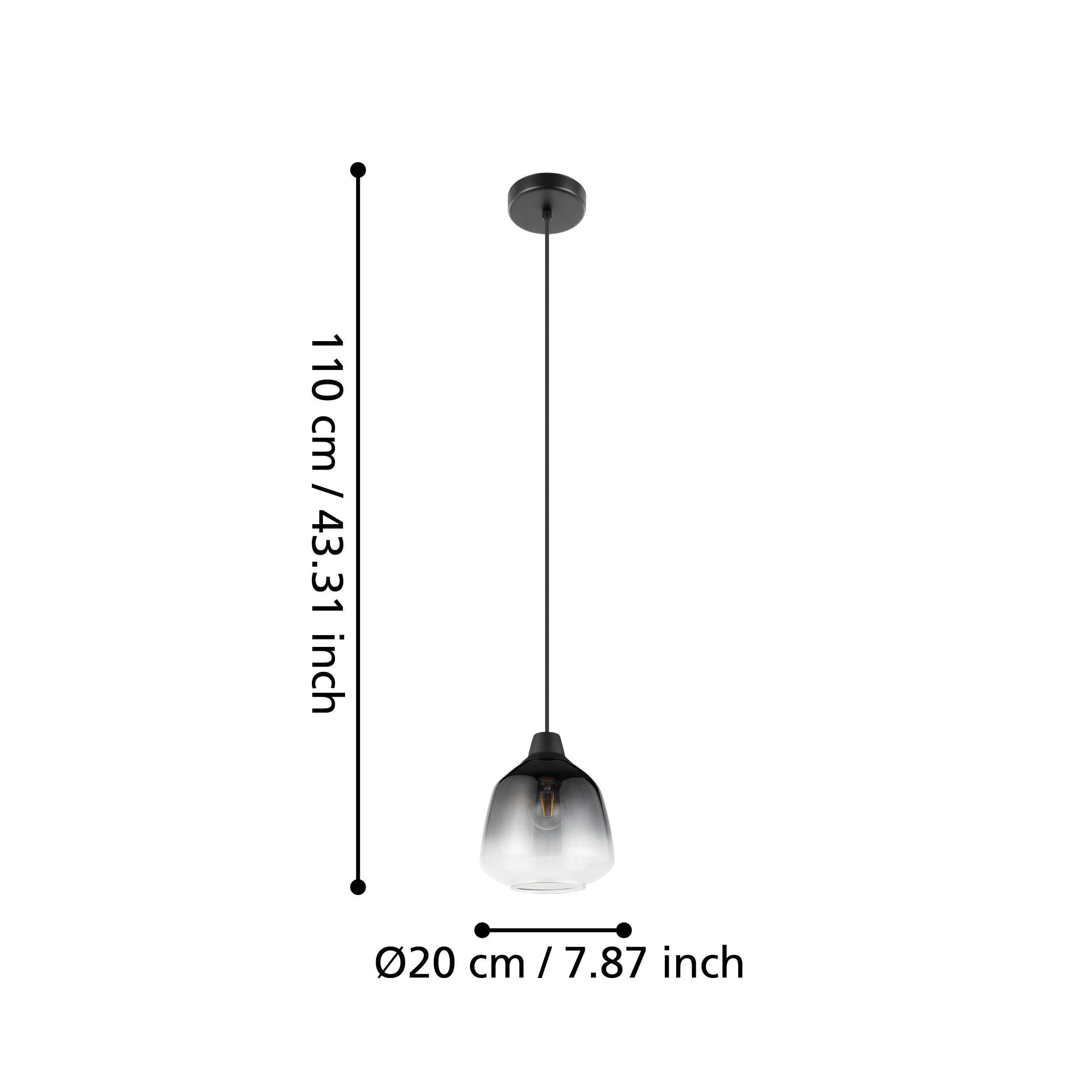 eglo sedbergh black grey glass ceiling pendant living room close up
