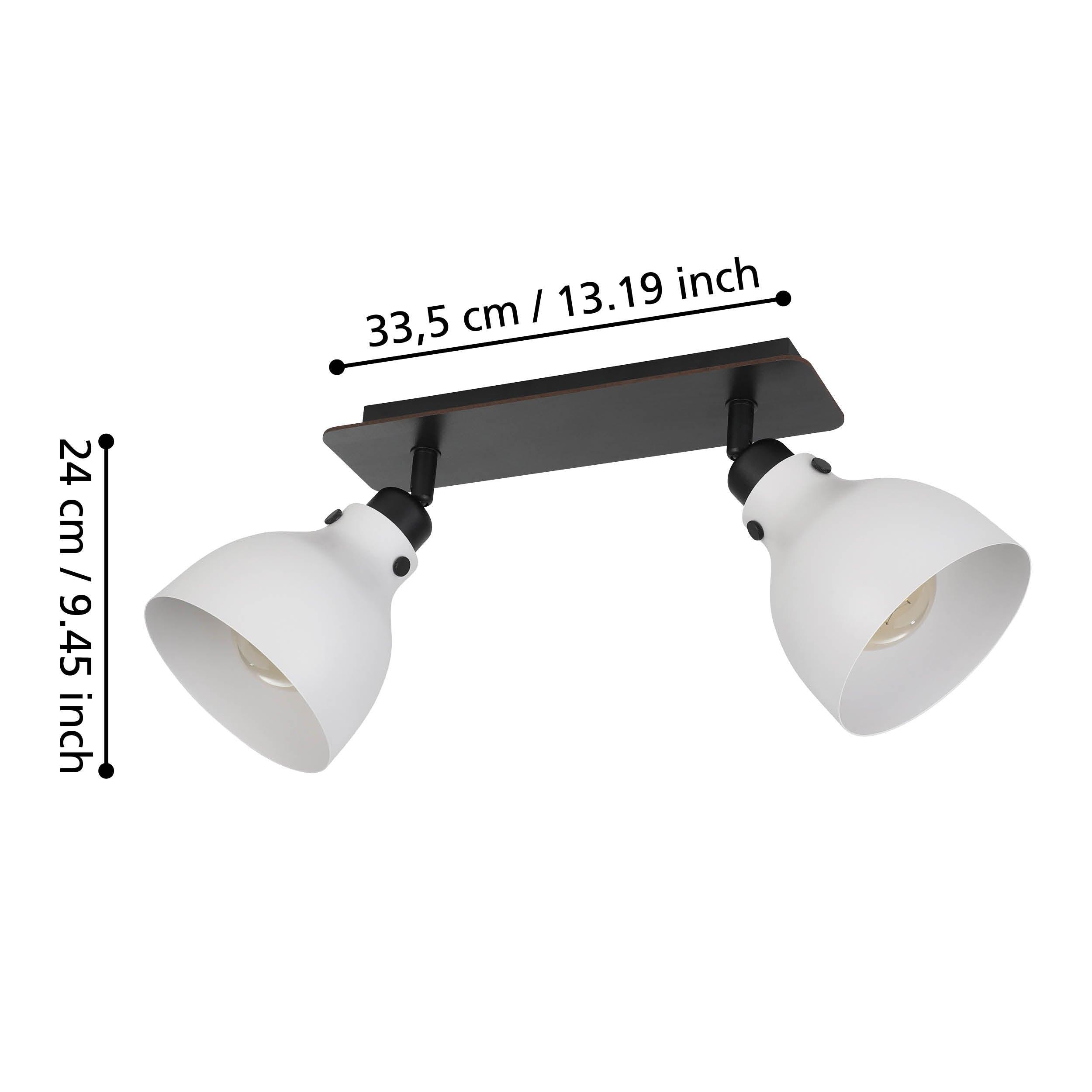 eglo matlock black grey 2 light bar spotlight living room close up