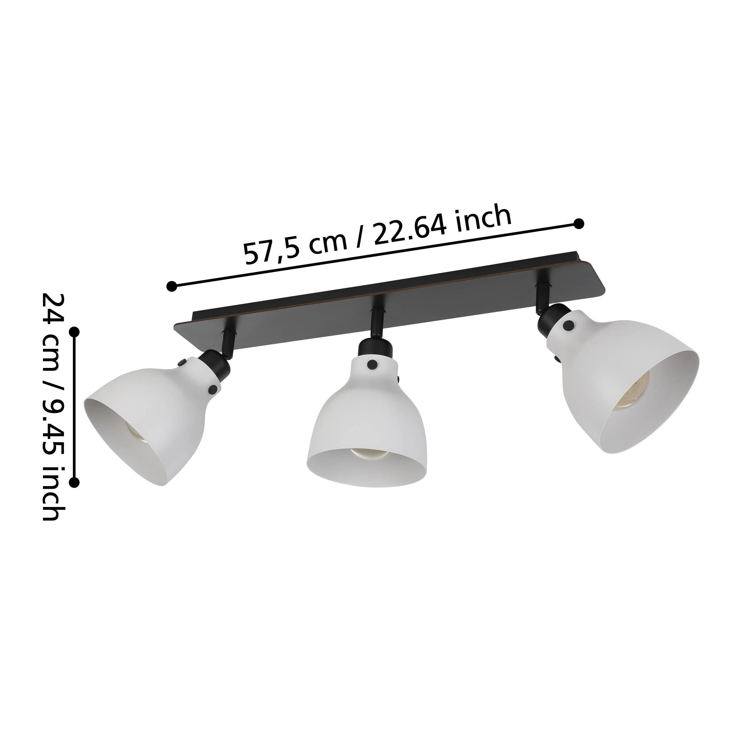 eglo matlock black grey 3 light bar spotlight living room close up