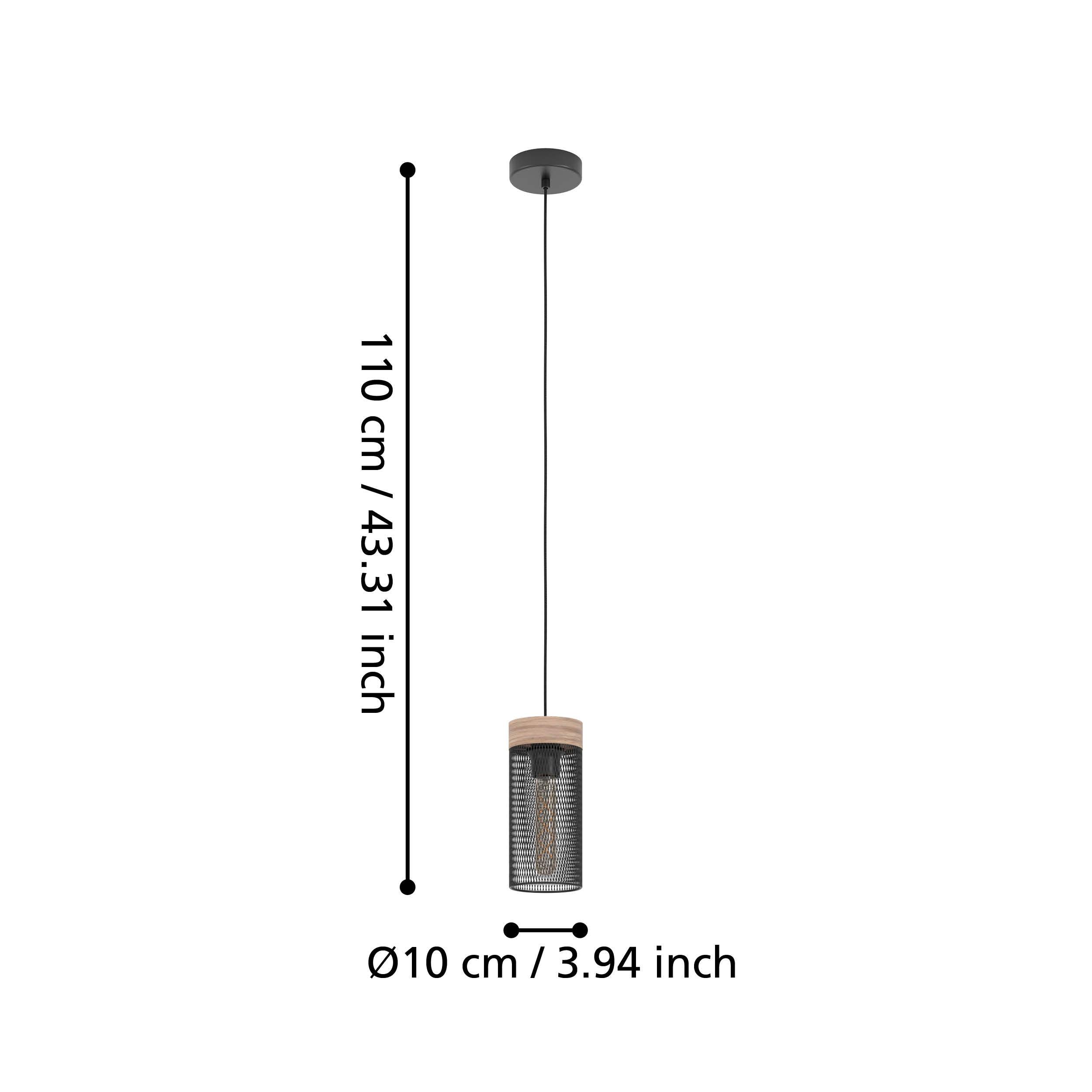 eglo kilnsdale wood black metal mesh ceiling pendant living room close up