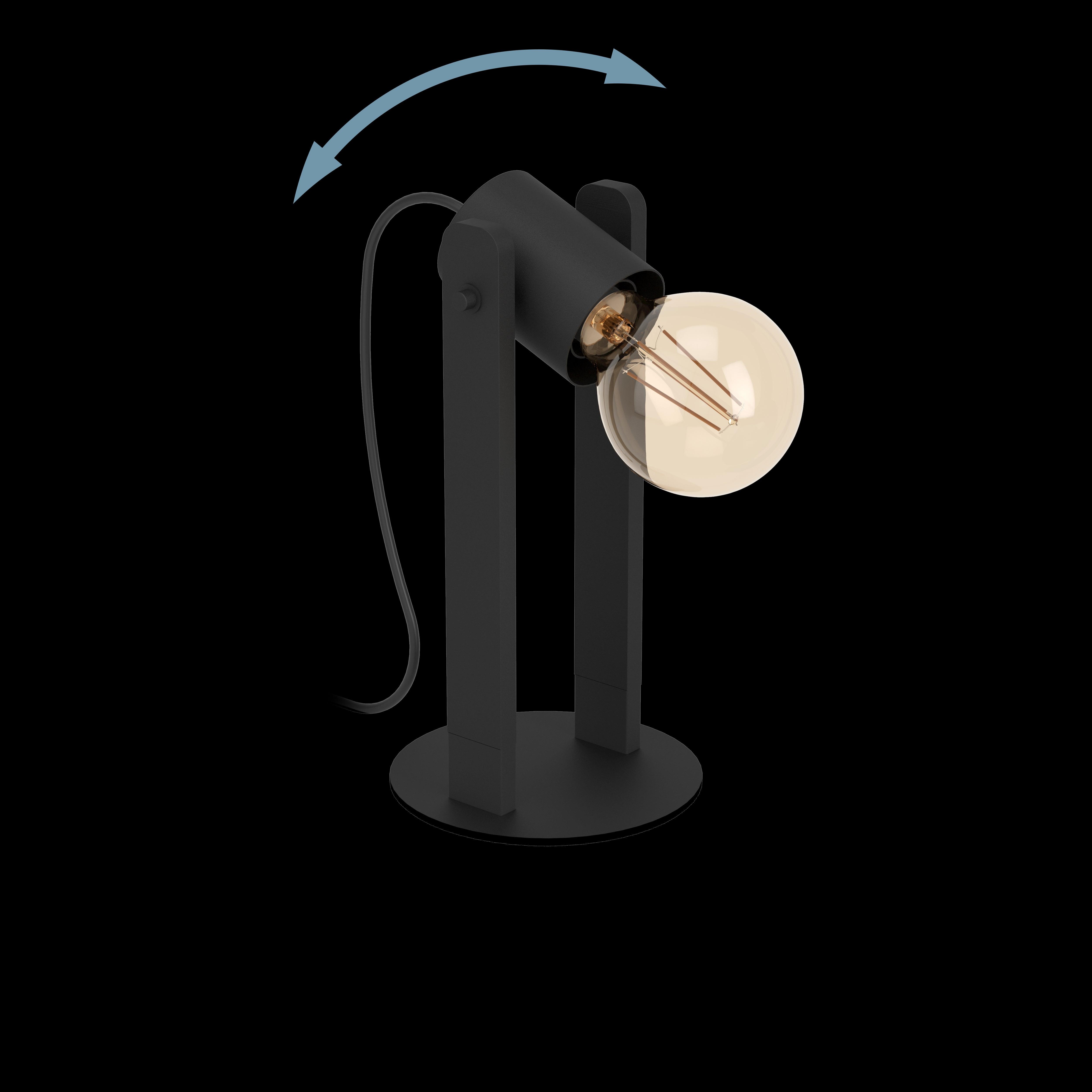 eglo plimsoll black metal table lamp living room close up