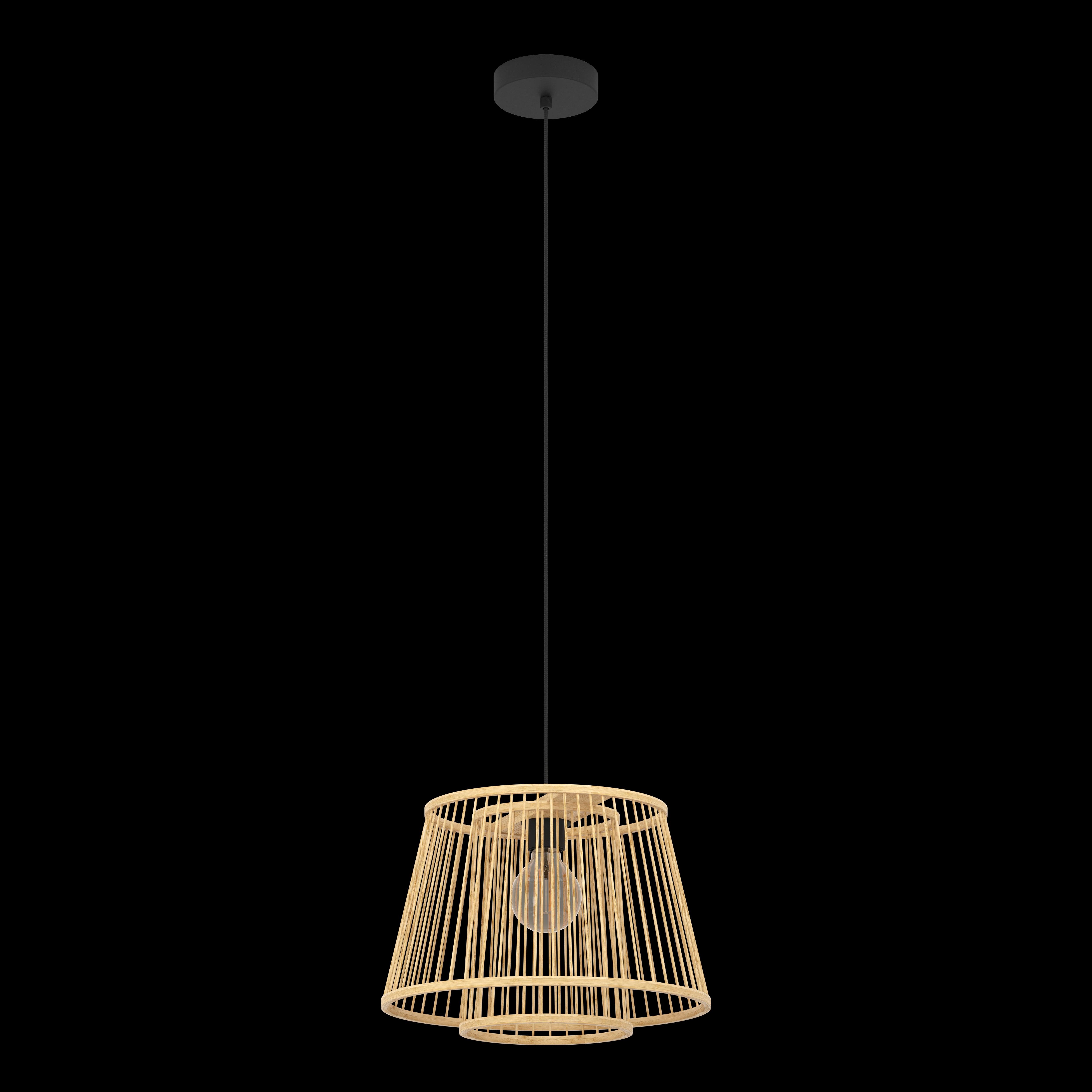 eglo hykeham bamboo lamp shade ceiling pendant Kitchen Lighting Close Up