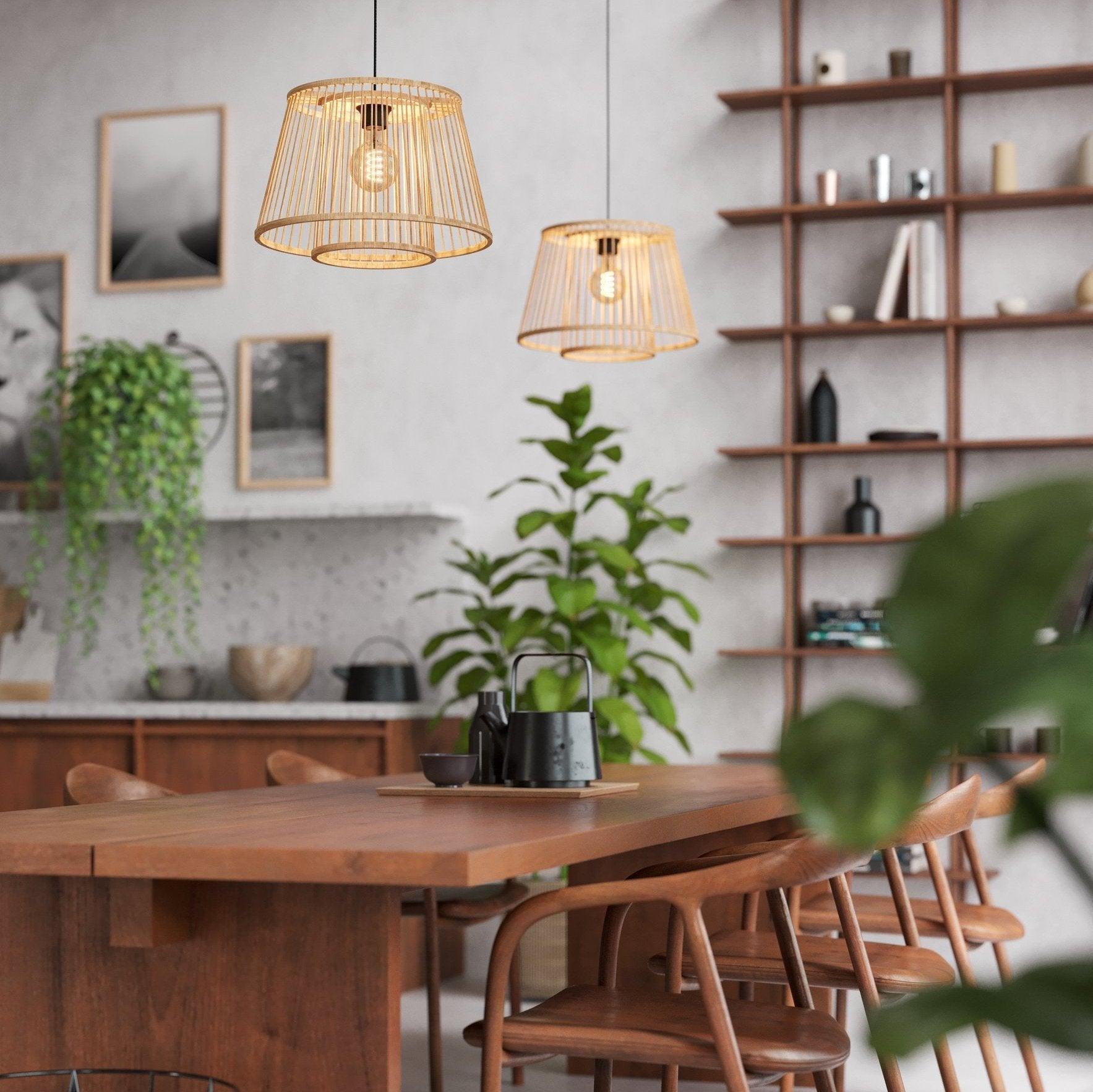 eglo hykeham bamboo lamp shade ceiling pendant
