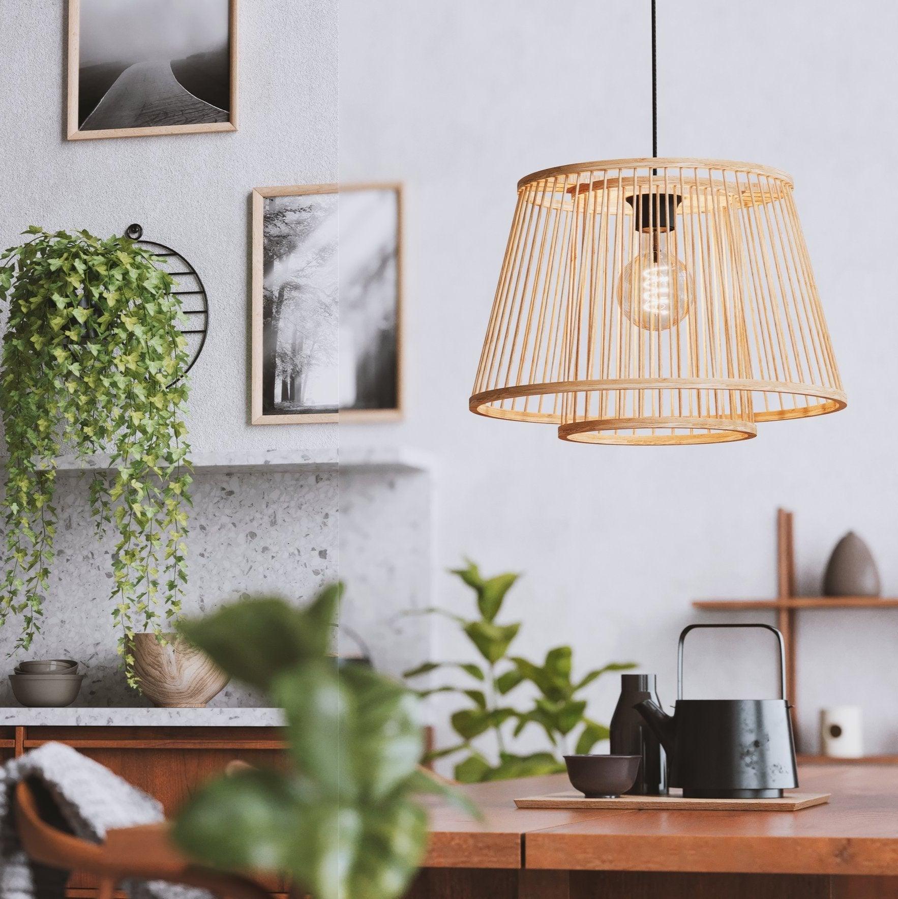 eglo hykeham bamboo lamp shade ceiling pendant kitchen lighting 