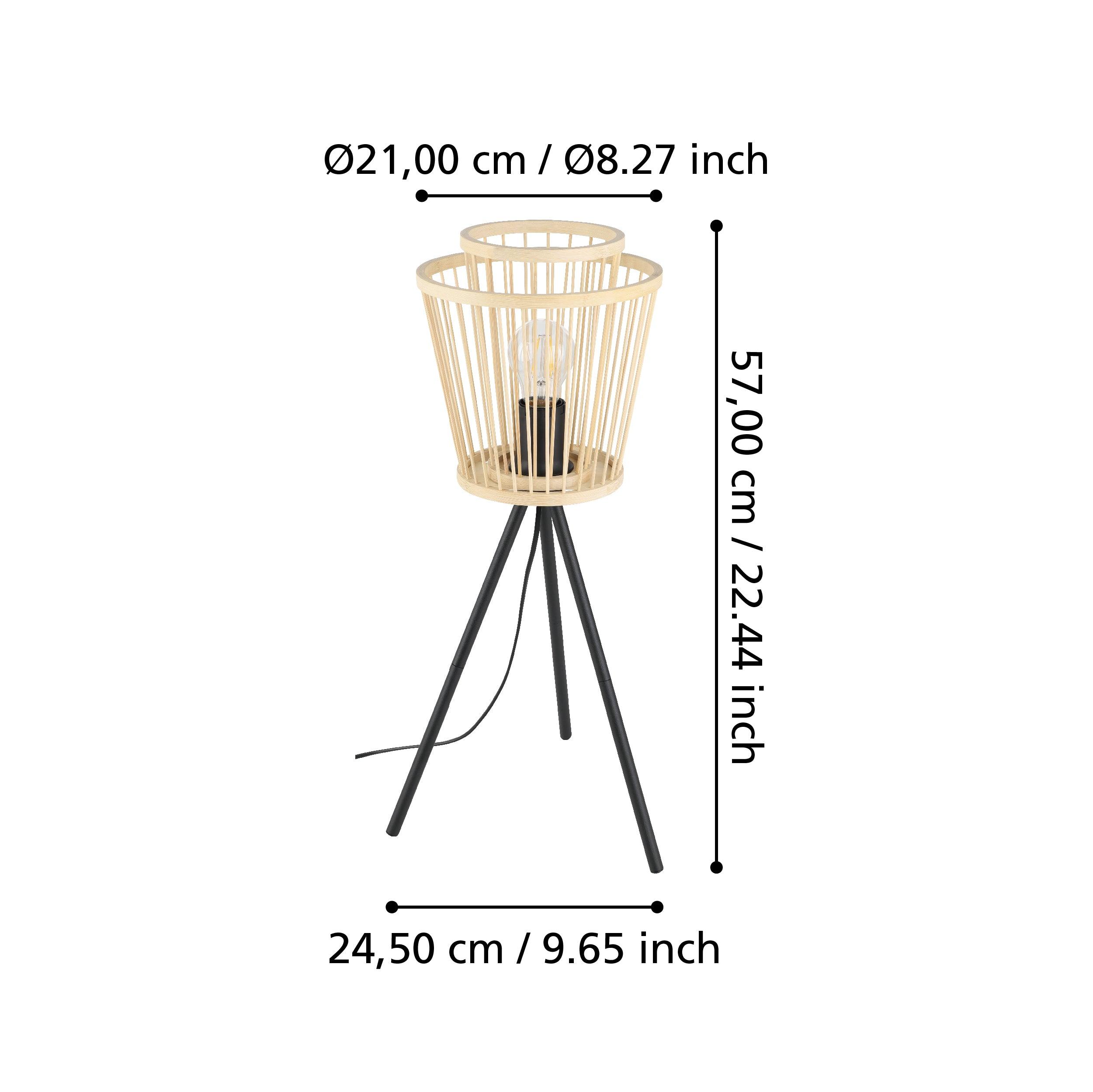 eglo hykeham bamboo tripod table lamp living room close up