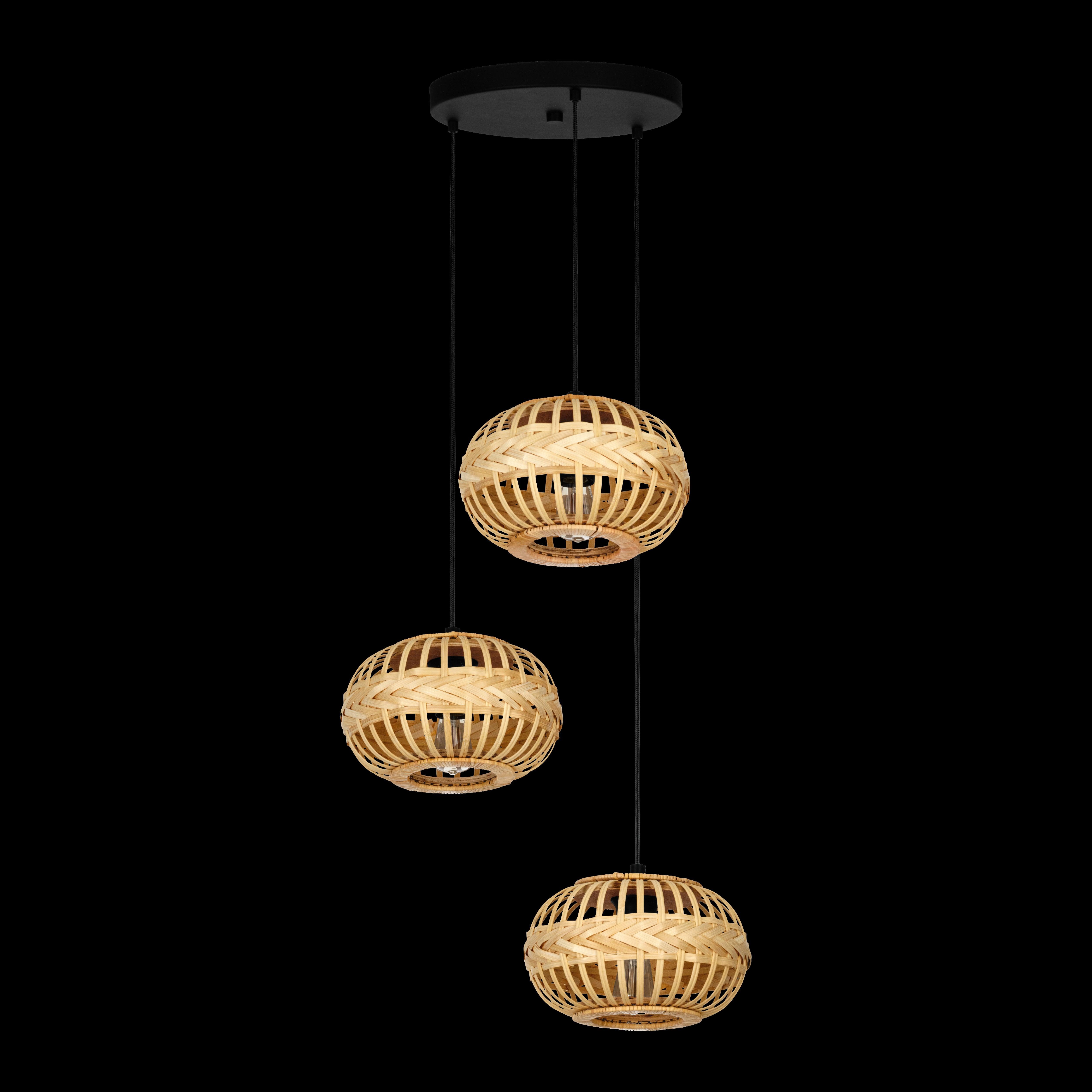 eglo amsfield 1 3 light round bamboo ceiling pendant kitchen lighting 