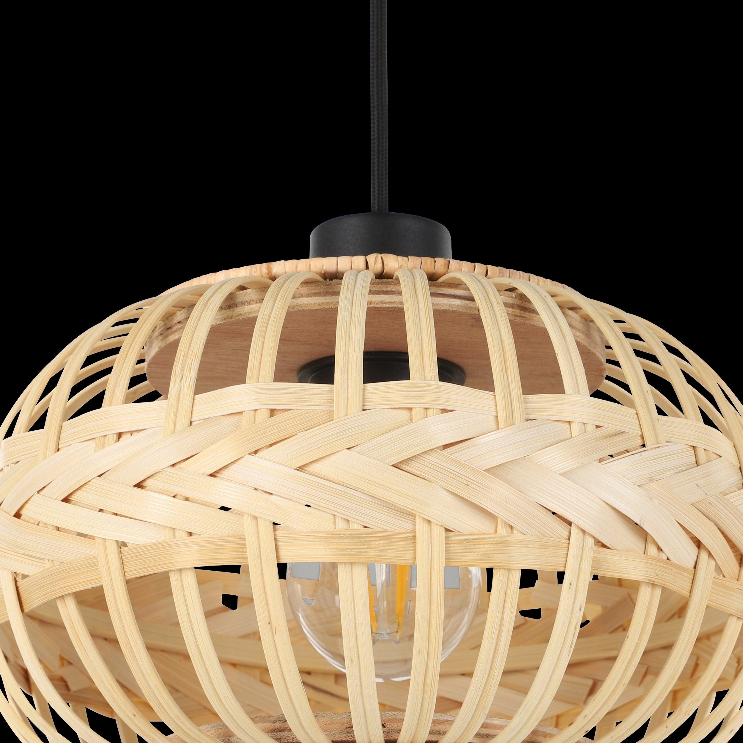eglo amsfield 1 3 light round bamboo ceiling pendant Kitchen Lighting Close Up