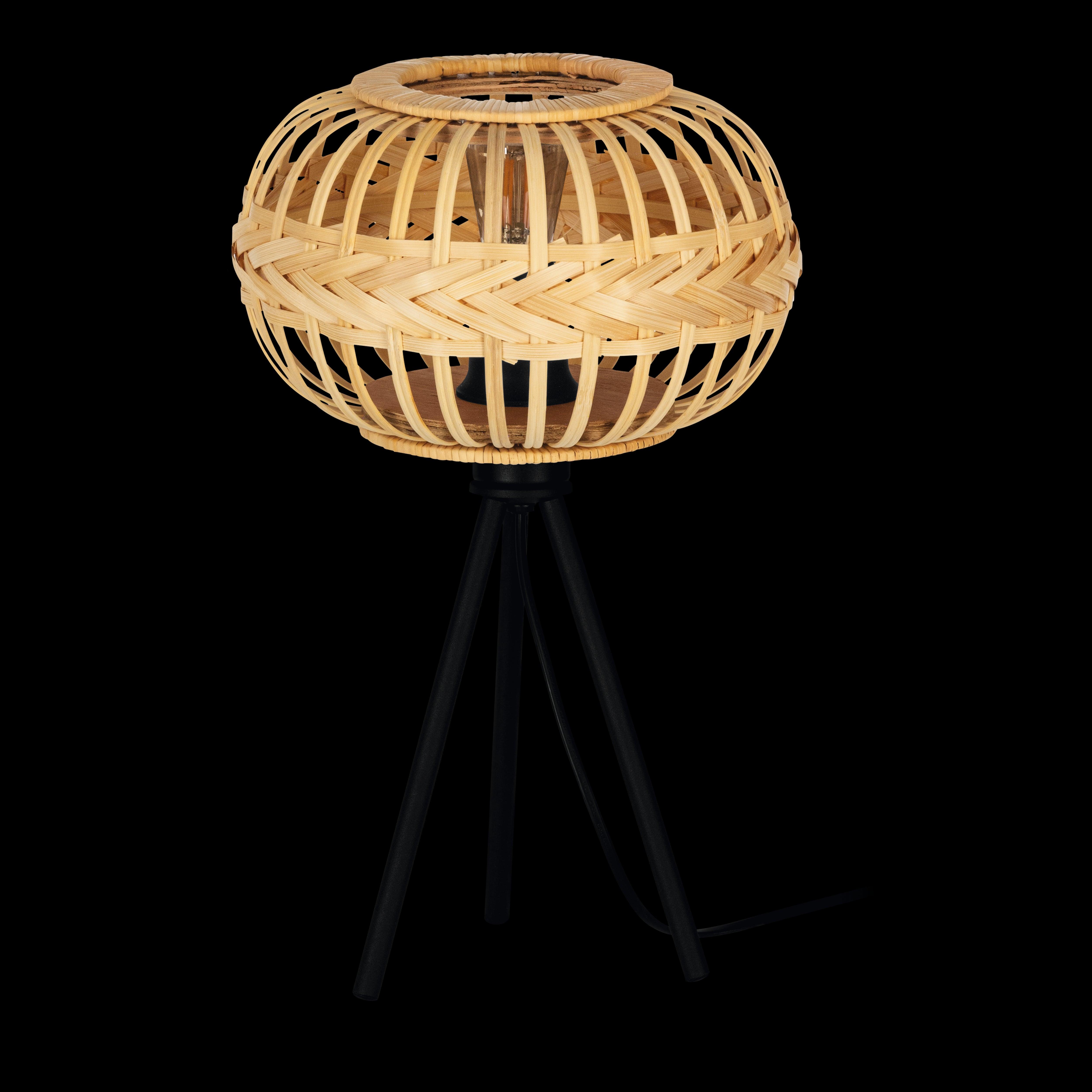 eglo amsfield 1 bamboo wicker tripod table lamp living room close up