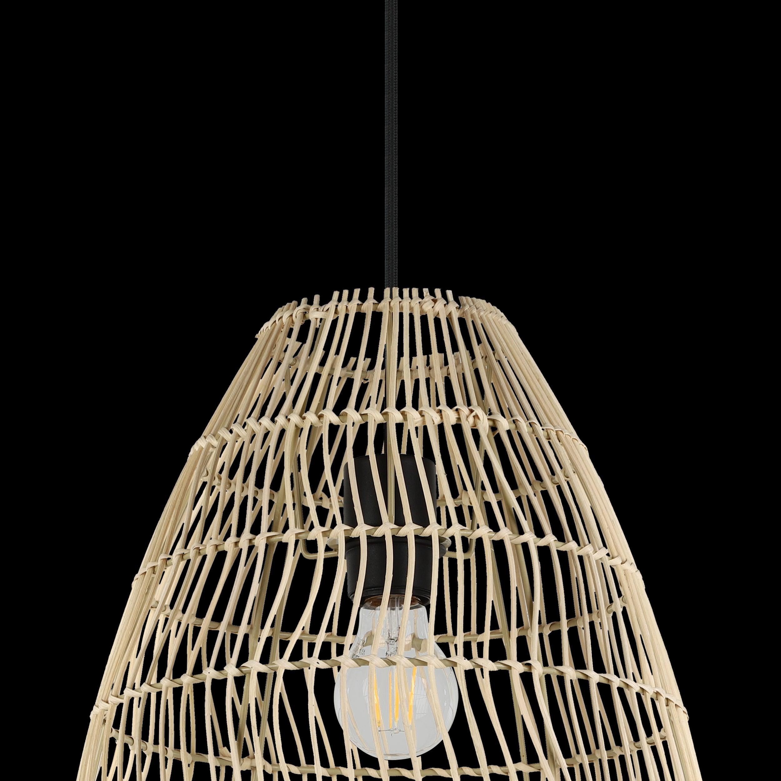 eglo ayesgarth black rattan wicker lamp shade ceiling pendant Kitchen Lighting Close Up